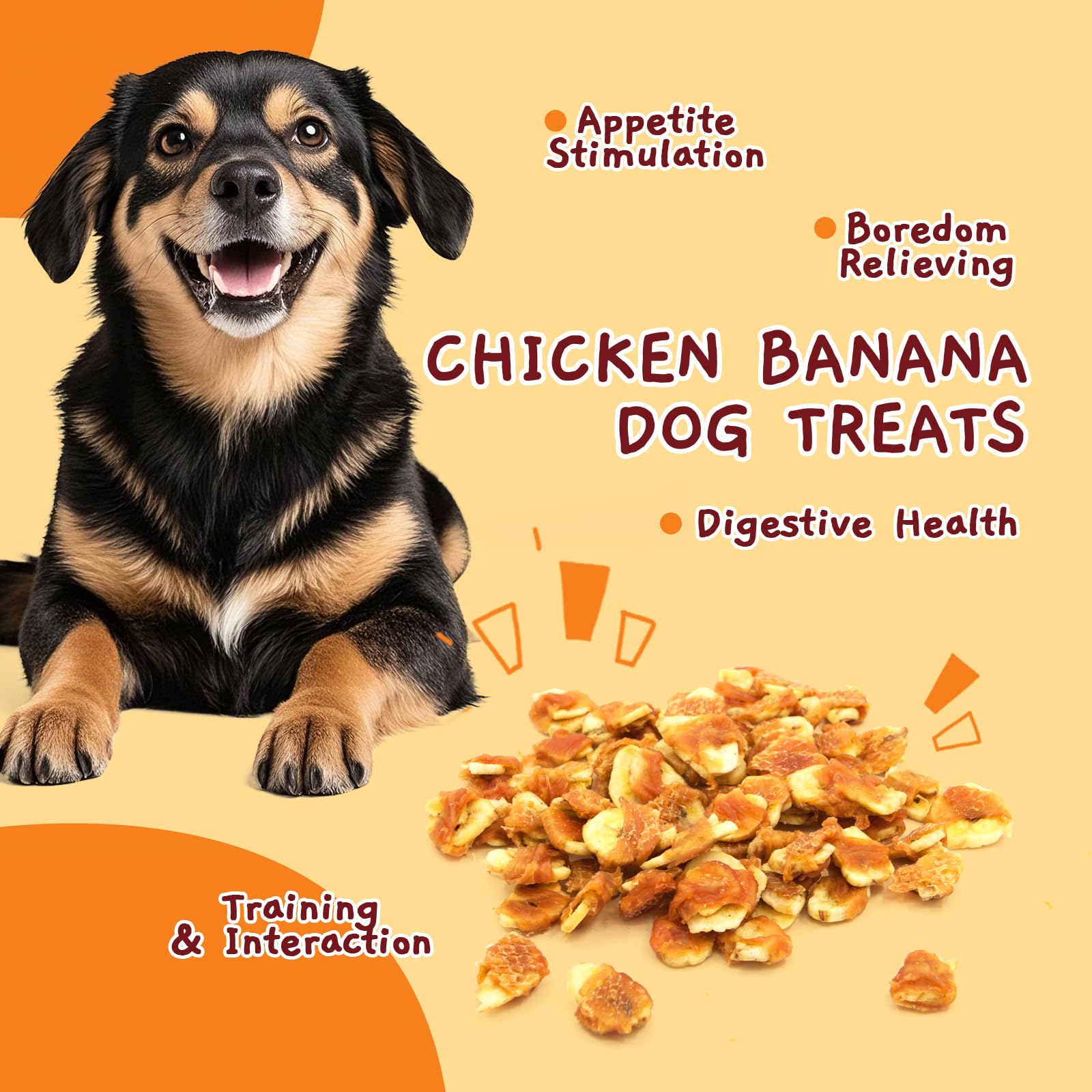 Natural Chicken Wrapped Banana Dog Treats - High Fiber Training Chews for Small & Medium Dogs | Healthy Snacks for Training & Rewards | 10.6oz
