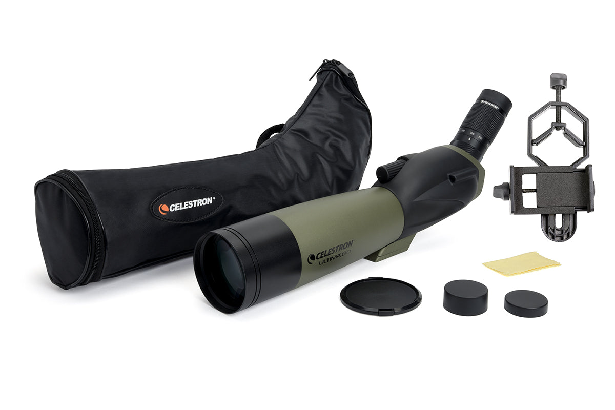 Celestron Ultima 20-60x80mm Angled Zoom Spotting Scope - High Power Magnification for Bird Watching, Hunting & Target Shooting | Waterproof & Fog Proof Design