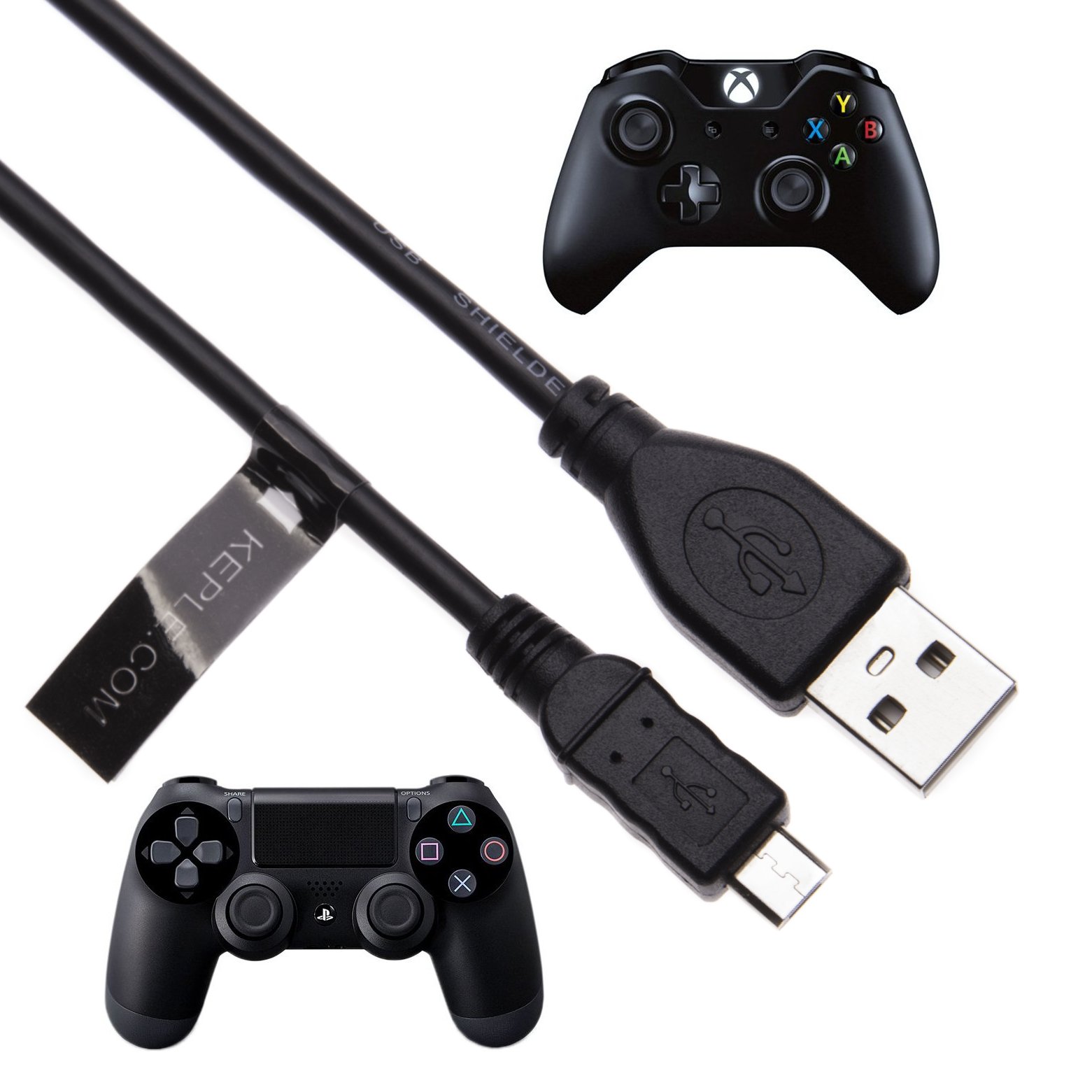 Premium 10ft USB Charging Cable for PS4, Xbox One, Steam & Razer Wildcat Controller - Durable 3M Braided Cord for Gaming & Charging - Perfect for Long-Distance Play & Multi-Device Compatibility