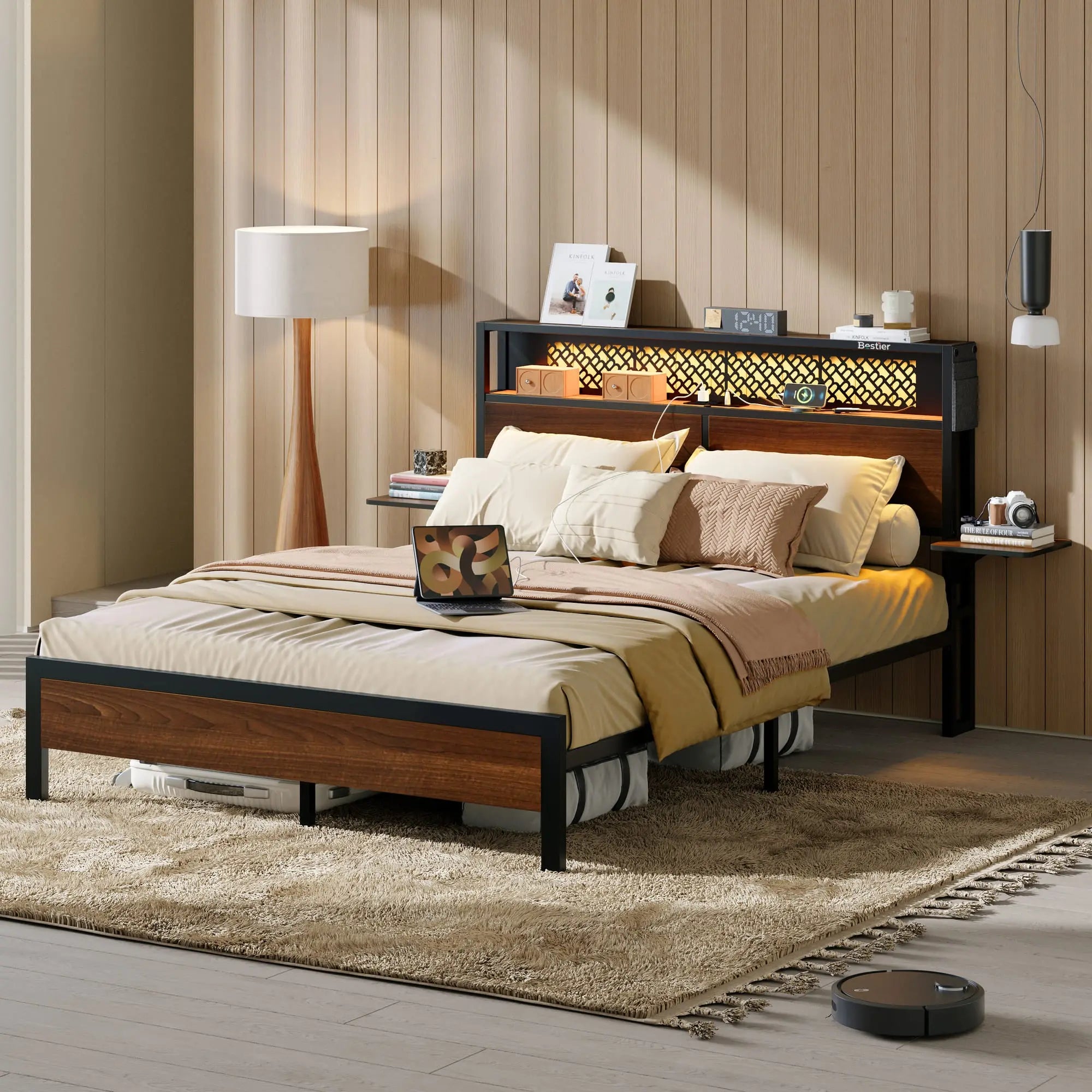 Bestier Full/Queen/King Size Bed Frame with Headboard - Sturdy Metal Platform Bed with Noise-Free Design - Perfect for Master Bedroom, Guest Room & Dormitory