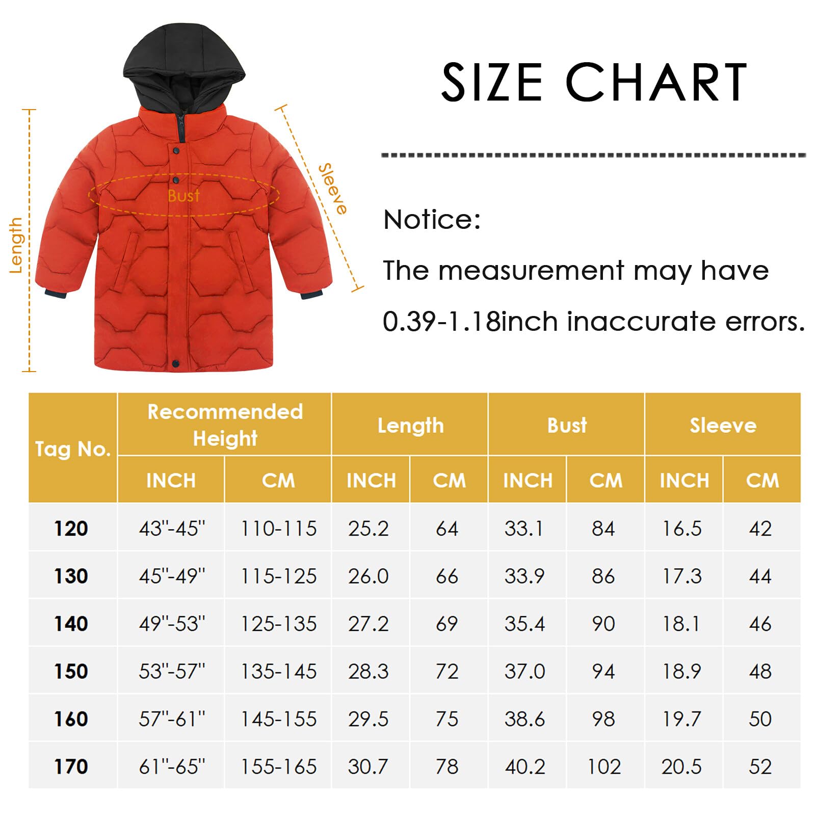 SEAUR Kids Winter Coat - Waterproof Hooded Puffer Jacket with Double Zipper for Boys & Girls | Warm Down Outerwear for Daily Wear, Hiking & Climbing Adventures