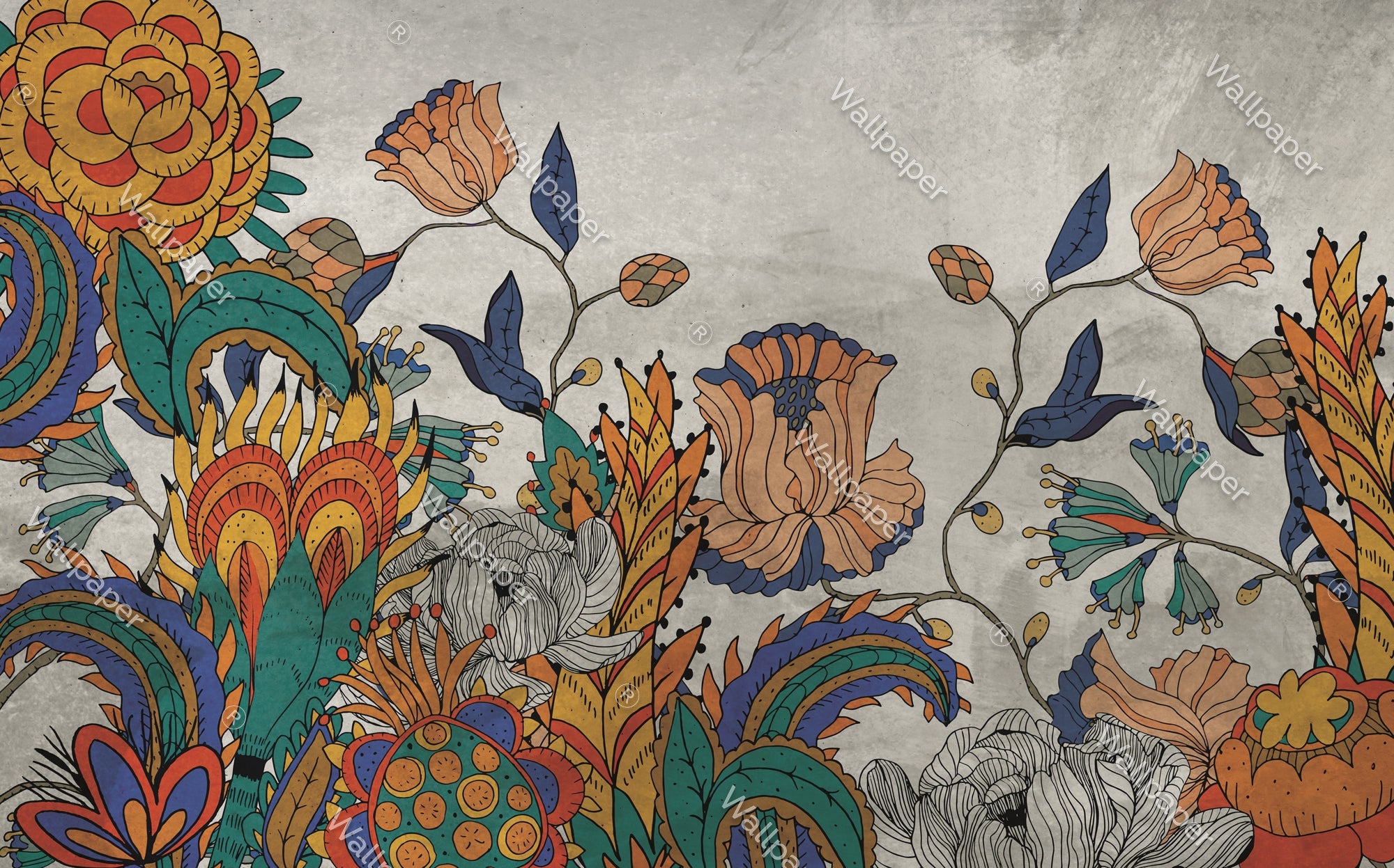 Vibrant Floral Wallpaper Mural - Peel & Stick Removable Wall Decor for Living Room, Bedroom, Nursery | Easy DIY Home Transformation
