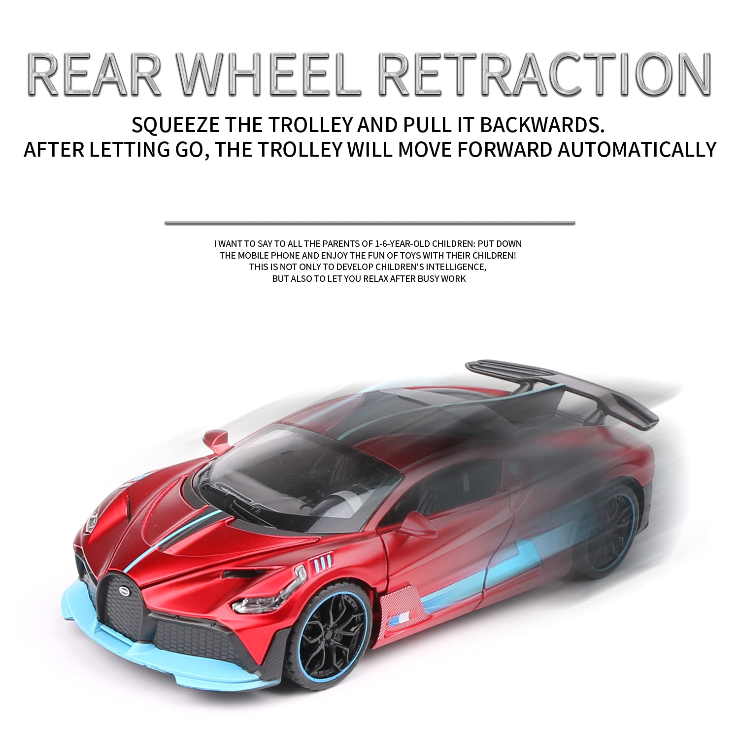 1:32 Bugatti Divo Zinc Alloy Pull Back Toy Car with Lights & Music - Diecast Model Vehicle for Kids Collection, Boys Gift, Home Office Decoration | Great for Birthday Presents, Car Enthusiasts & Young Collectors