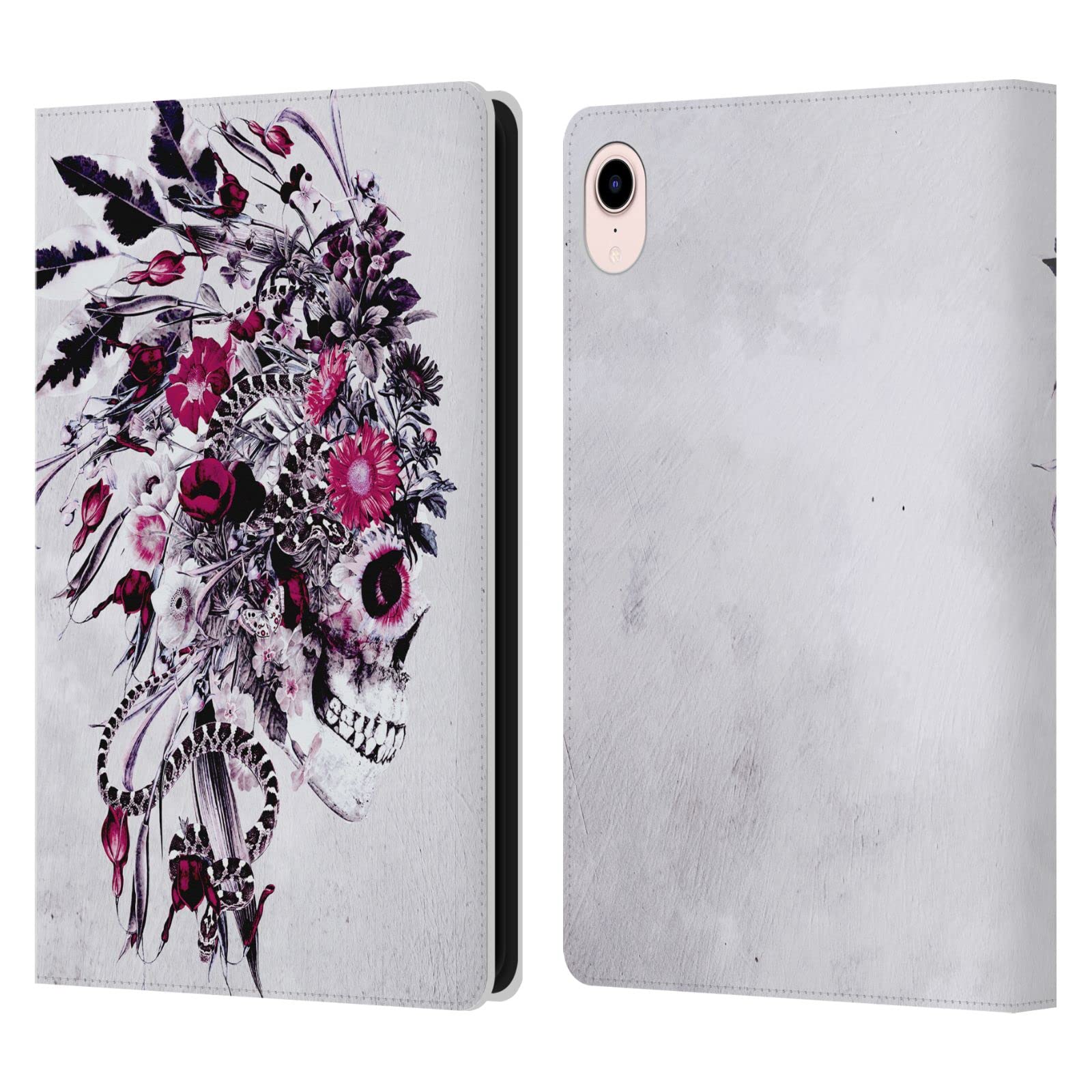 Head Case Designs Riza Peker Red Skulls Leather Book Wallet Case for Apple iPad Mini (2021) – Stylish Protection for Work, Travel, and Everyday Use