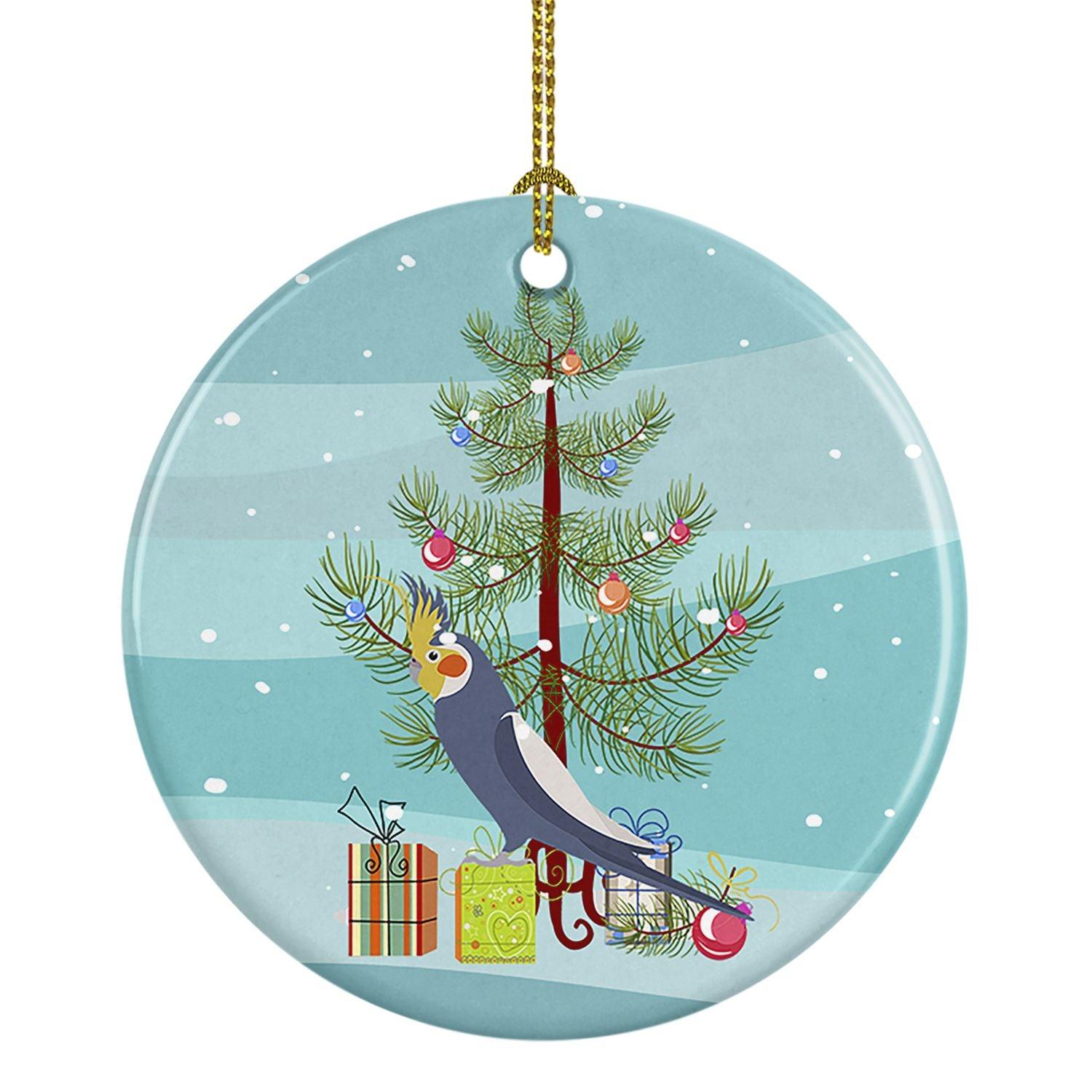 Hand-Painted Cockatiel Christmas Ceramic Ornament - 3 Inch Colorful Holiday Tree Hanging Decor for Home, Party & Gift Giving | Perfect for Christmas Tree Decorations, Stocking Stuffers & Festive Home Décor