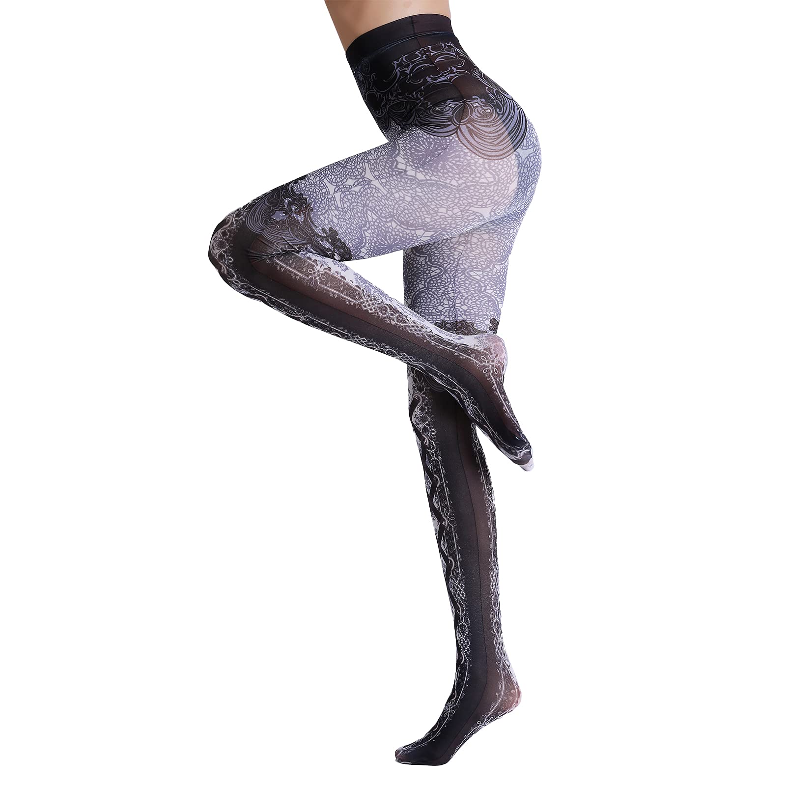 Sahabowi Women's Sheer High Waist Tights - Vintage Control Top Pantyhose & Stockings for Everyday Wear, Office, or Special Occasions