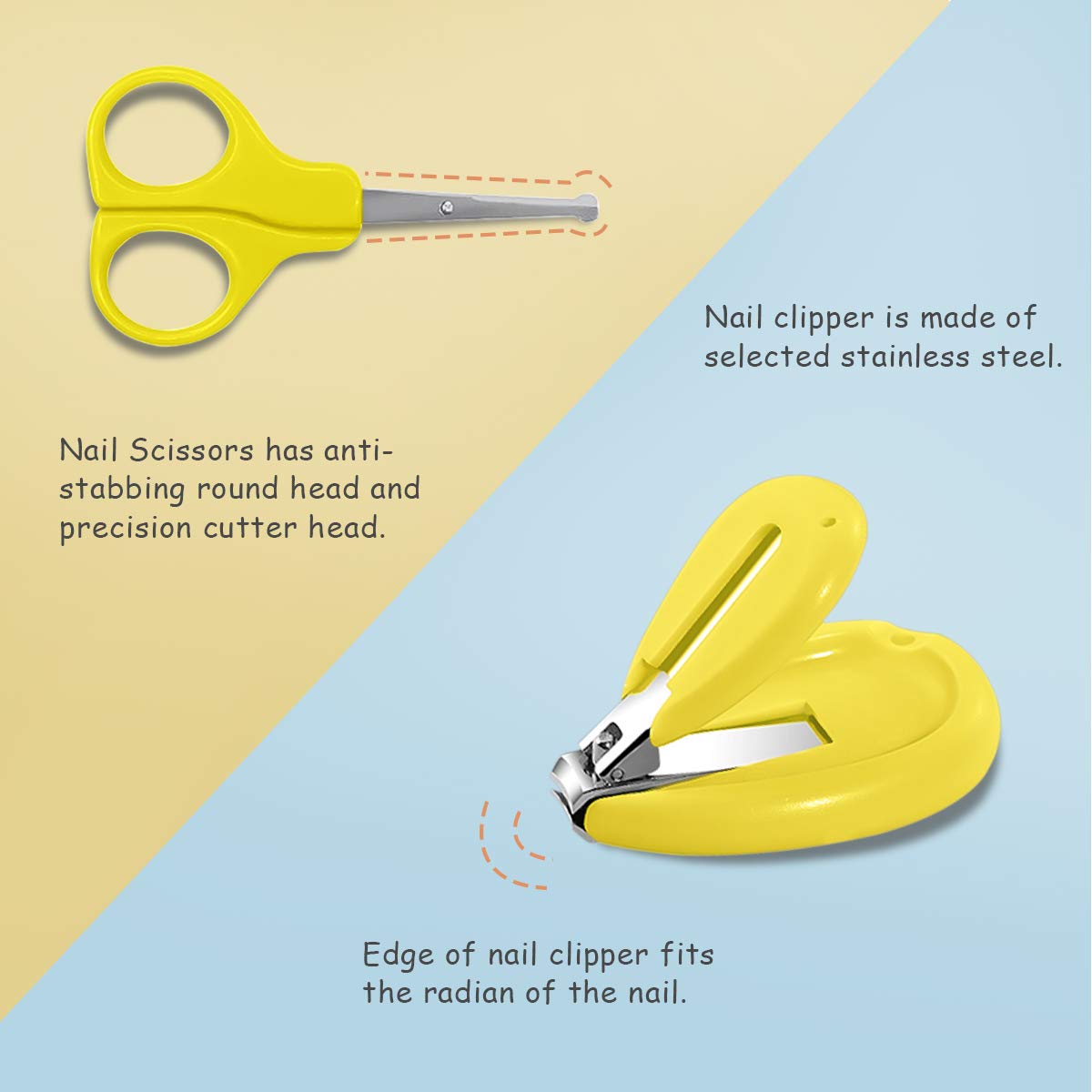 4-in-1 Transparent Lid Baby Nail Care Kit with Clippers, Scissors, Nail File & Tweezers - Safe Grooming Set for Newborns, Infants & Toddlers (Yellow) | Perfect for Gentle At-Home Baby Nail Trimming & Care