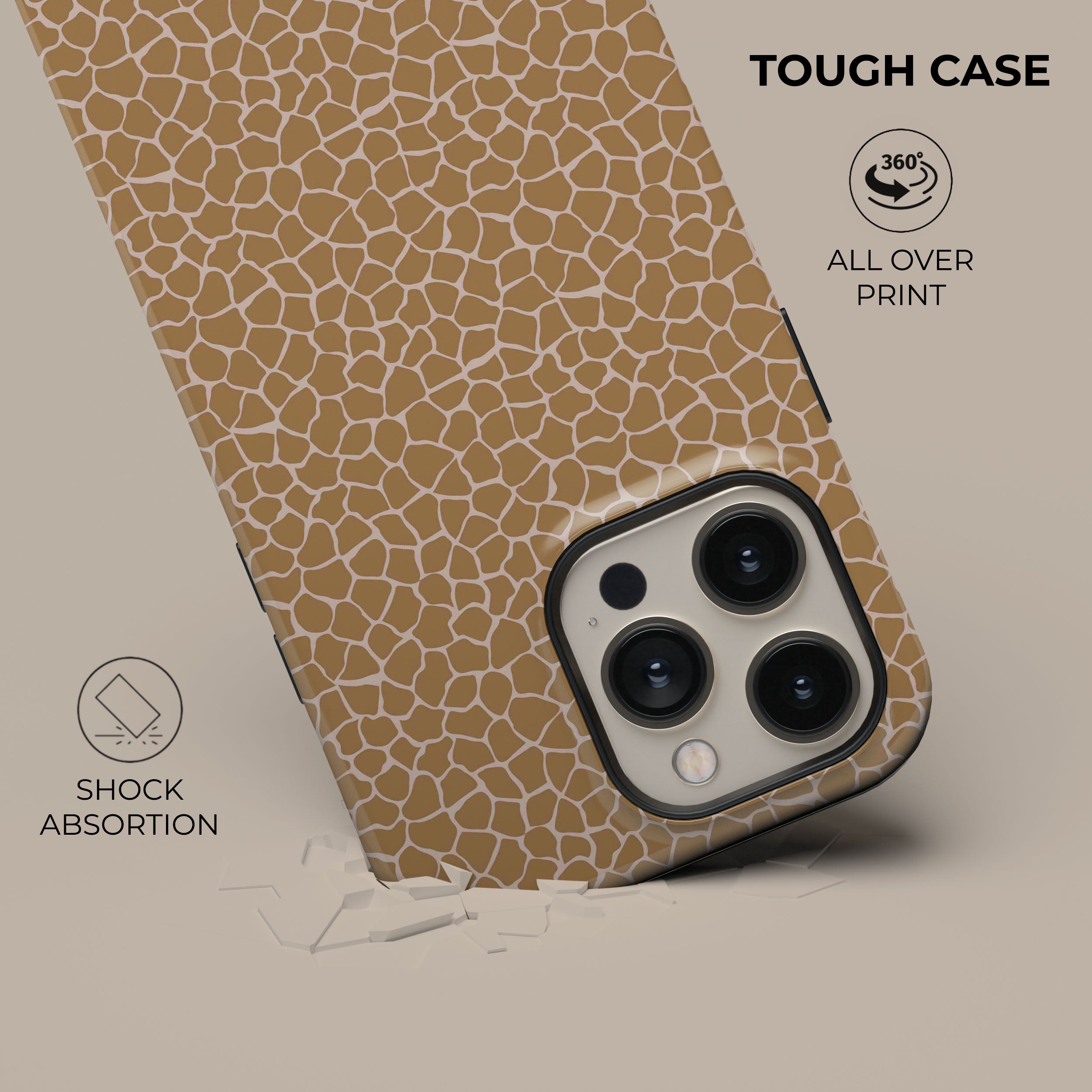 Durable Orange Reptile Pattern Phone Case - Shockproof & Slim Design for iPhone & Android - Perfect for Outdoor Adventures, Travel & Daily Use