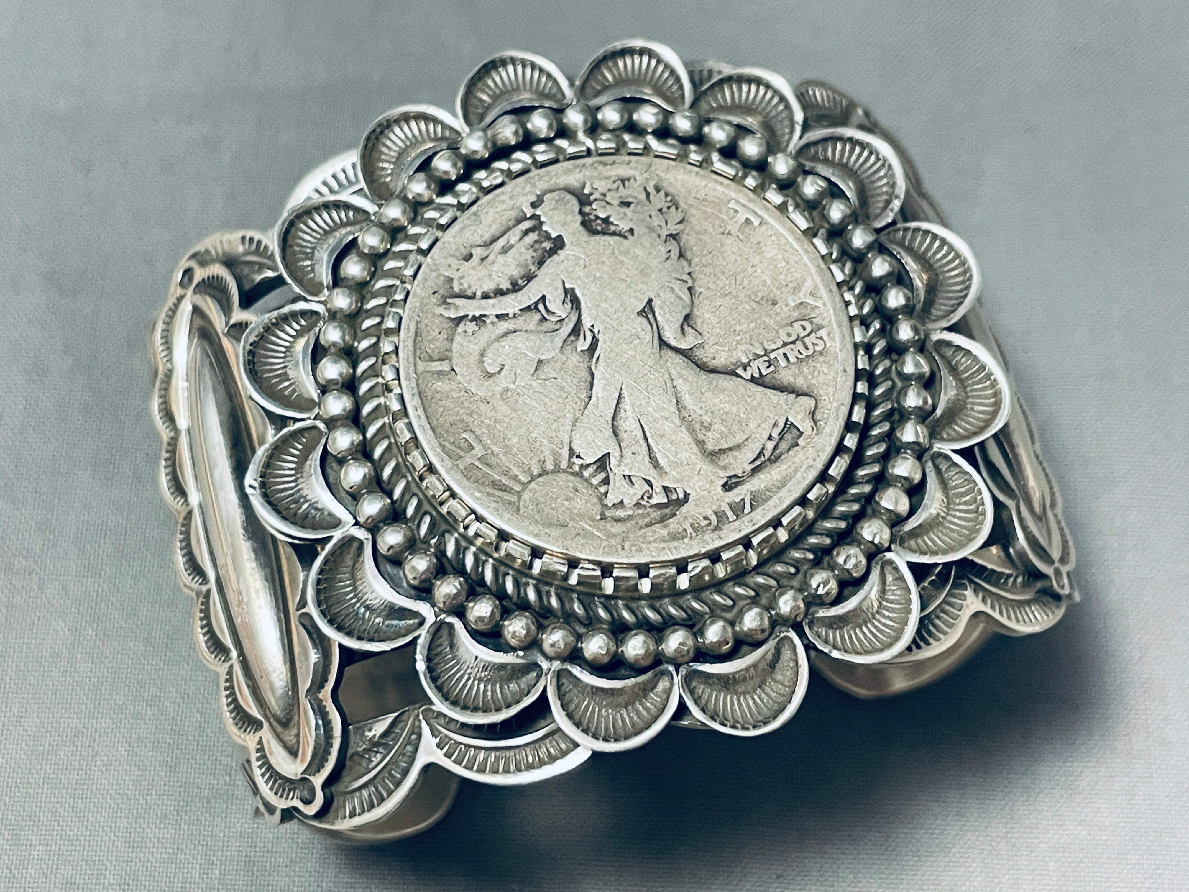 125g Genuine Navajo Sterling Silver Coin Bracelet - Handcrafted Native American Jewelry for Women, Perfect for Boho & Festival Fashion