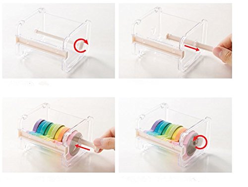 Leoyoubei Clear Desktop Tape Dispenser with Double Zigzag Cutter - Mini Tape Storage Organizer for Office, School & Home Use - Perfect for Crafting, Packaging & Labeling