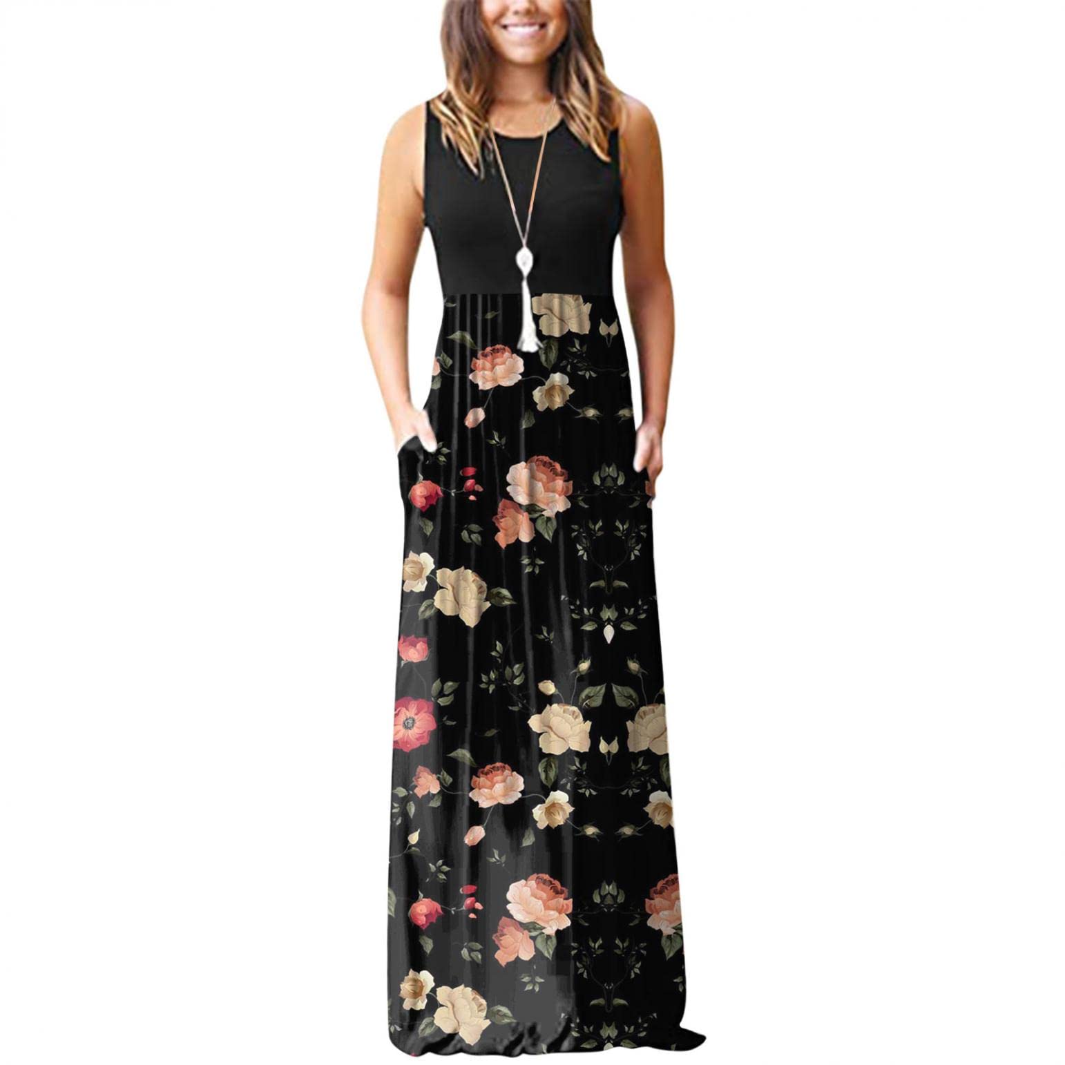 POLLYANNA KEONG Women's Summer Dress - Casual & Formal Long Sleeveless Tank Dress for Beach, Party, and Office Wear