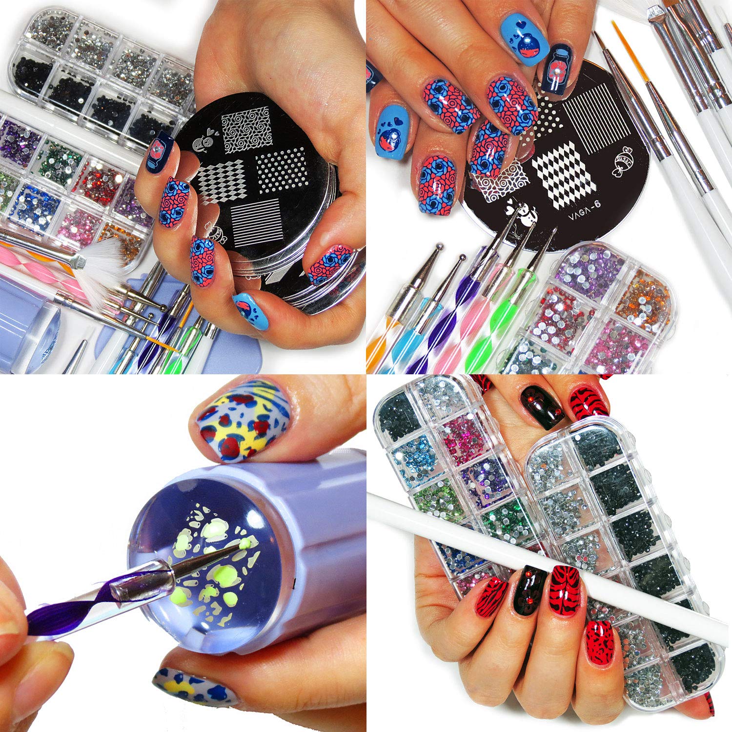 VAGA 10PC Nail Stamping Kit with 60 Designs - Perfect for Home & Salon Manicures