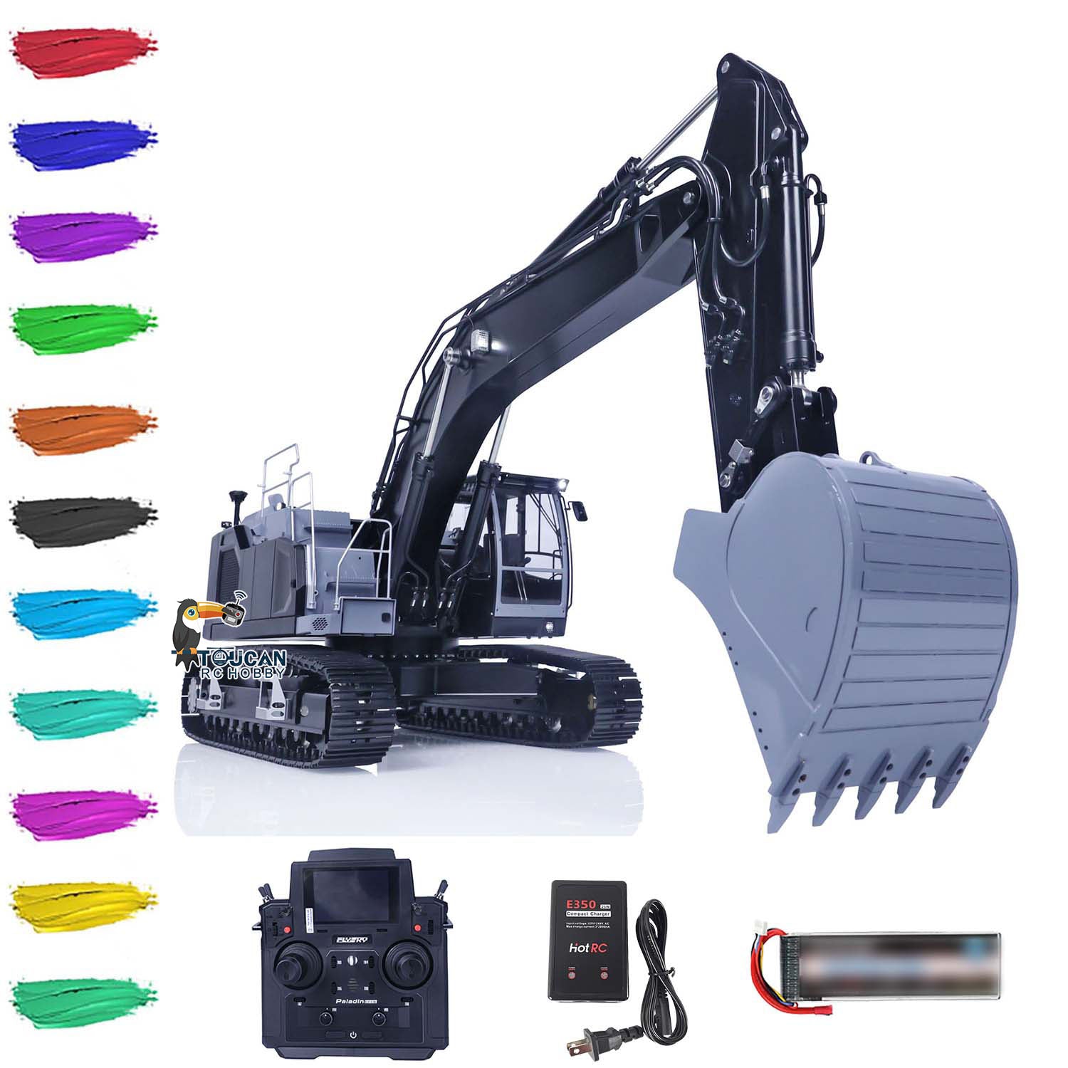 1/14 Scale Metal LESU LR945 RC Hydraulic Excavator - Remote Controlled Digger Toy with PL18EV Lite ESC & Servo for Construction Simulation and Outdoor Play
