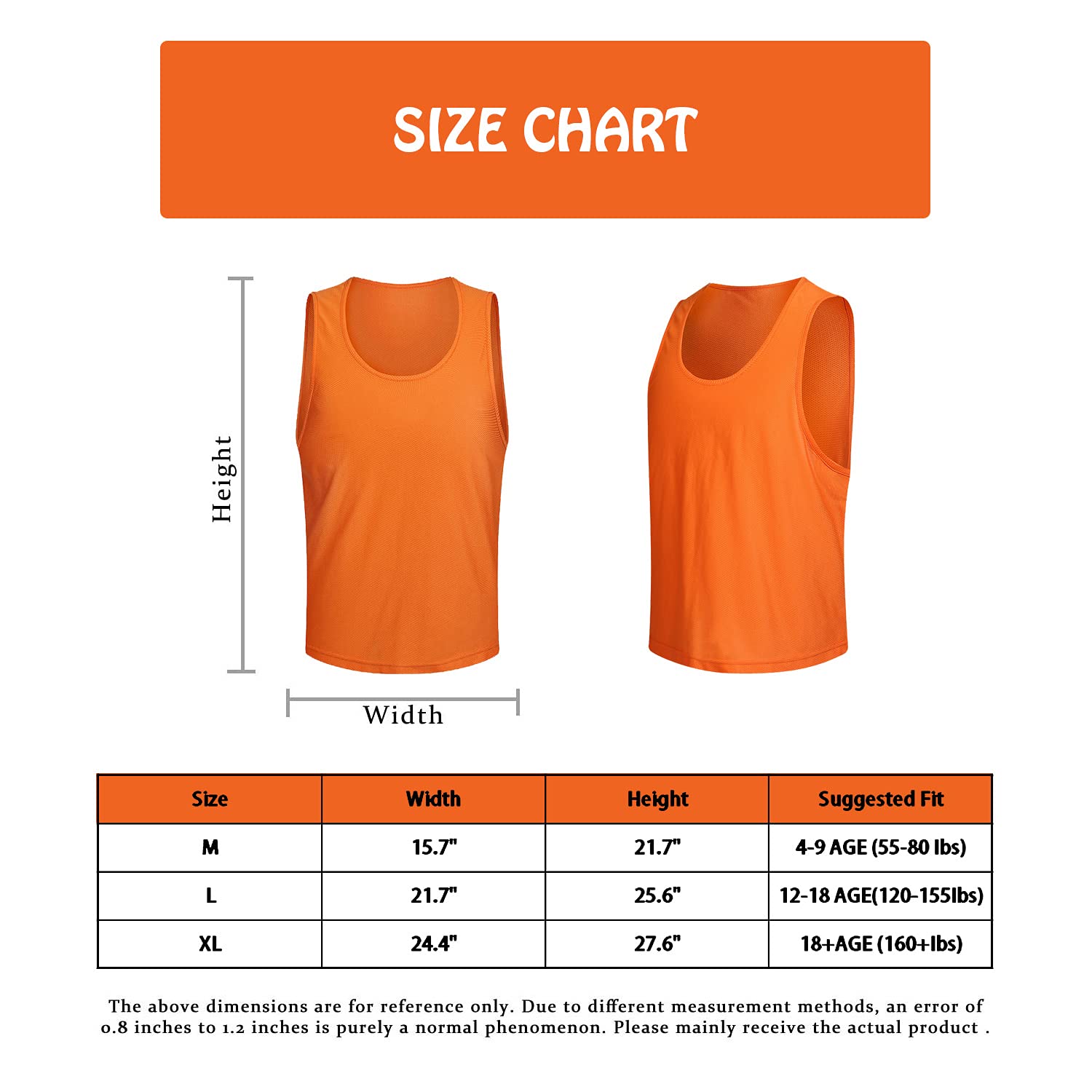 12-Pack Numbered Soccer Training Vests (13-24) with Free Carry Bag - Reversible Pinnies for Team Sports, Youth Soccer Practice & Outdoor Activities