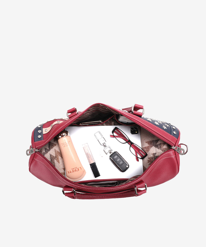 Montana West American Pride Studded Weekender Bag - Stylish Travel Duffel for Women, Perfect for Weekend Getaways & Gym Essentials
