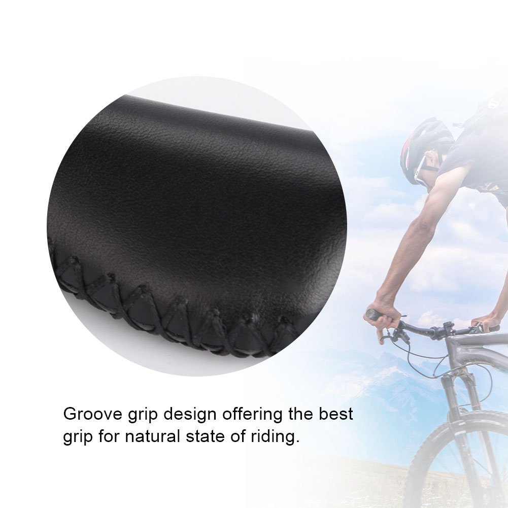 Premium Leather Bike Handle Grips - Comfortable & Durable E-Bike Grips for Road, Mountain & Commuter Bikes - Perfect for Long Rides & Urban Cycling