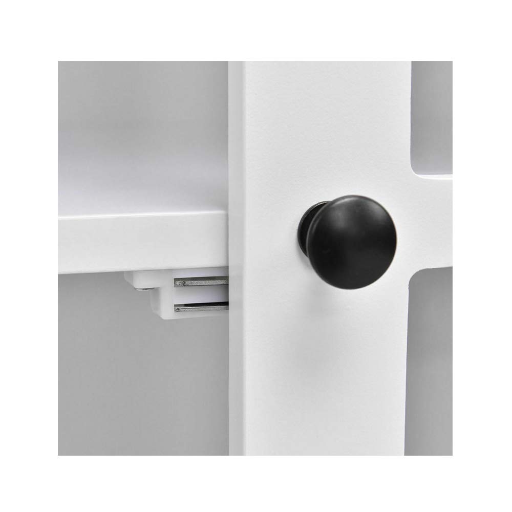 Modern White Storage Buffet Cabinet with Glass Doors - 32