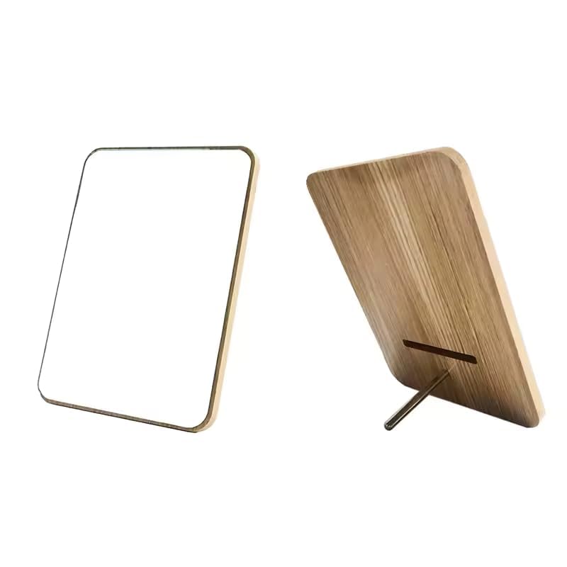 GOPAD Portable Wooden Cosmetic Mirror with Compact Stand - Foldable Swivel Rotating Vanity Makeup Mirror for Women & Girls - Perfect for Travel, Home, and Office Use (1pc, Medium Size)
