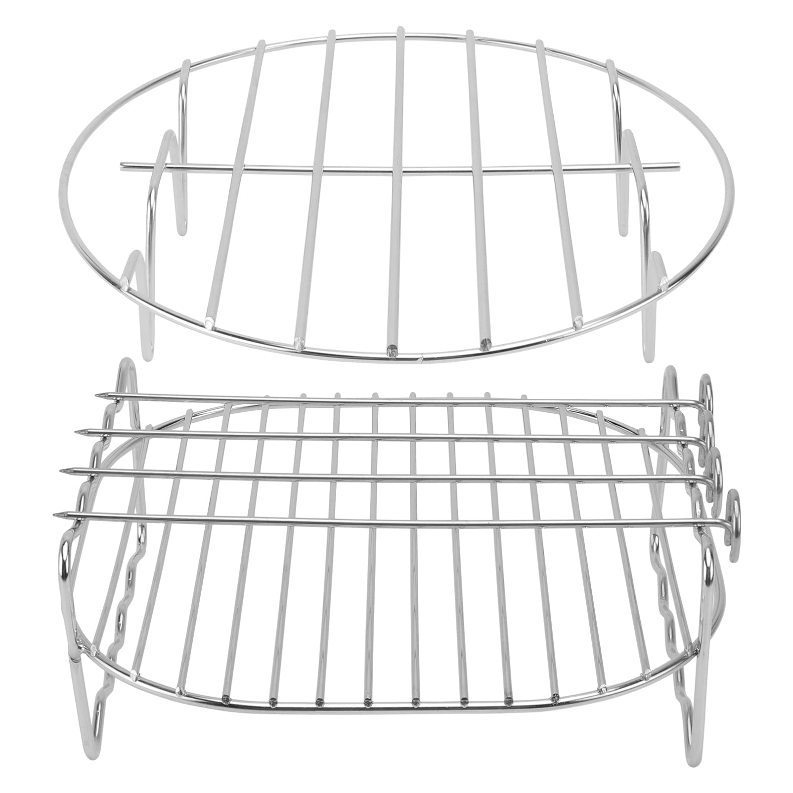 YARDWE 8 Inch Air Fryer Rack Set - 2PCS Stainless Steel Cooking & Cooling Racks with 4 Skewers - Square Double Layer Air Fryer Accessories for Philips, Ninja, Cosori - Perfect for Roasting, Baking, Grilling & Reheating Food