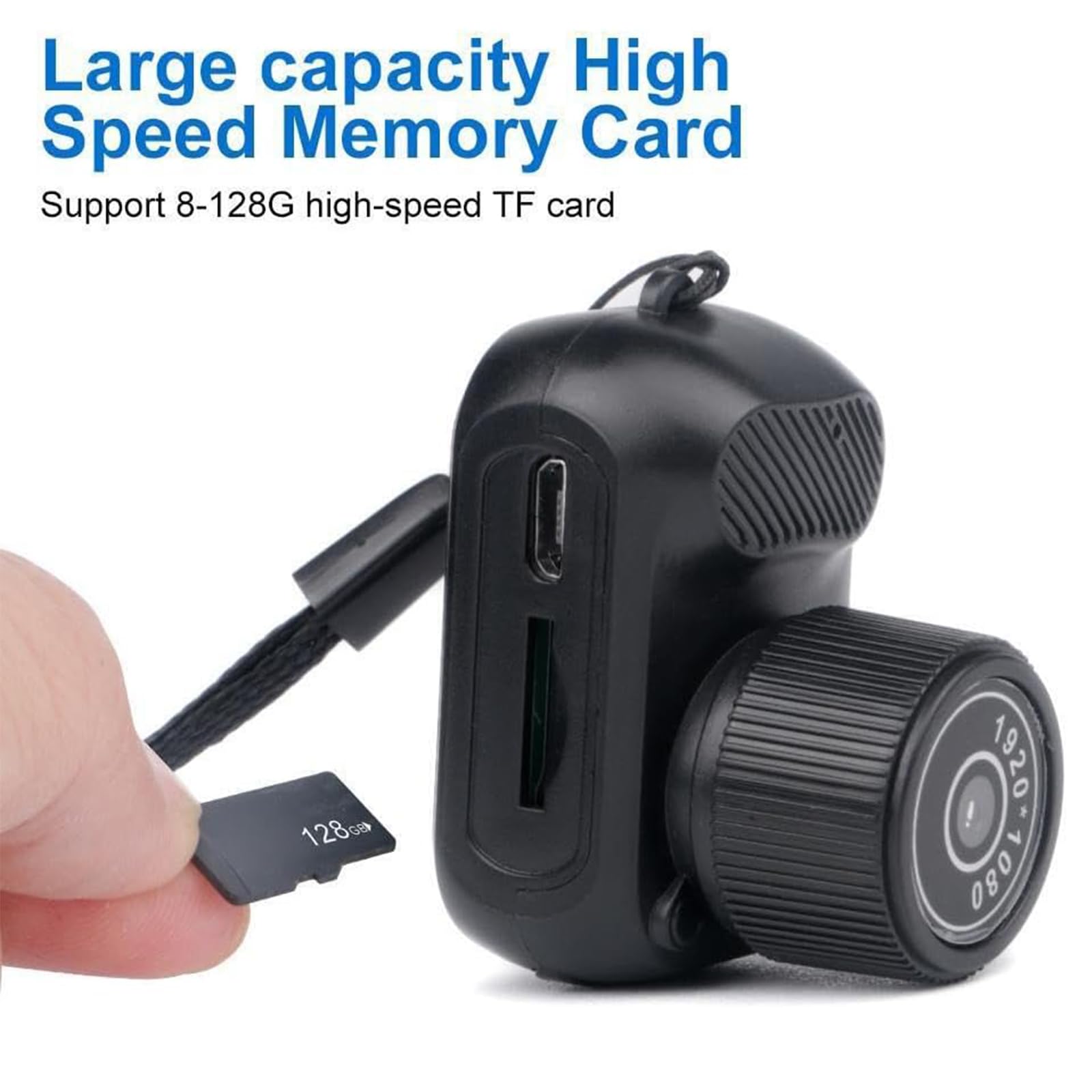 Jeeeun Mini Keychain Camera - World's Smallest HD 1080P Spy Camera with 128GB Storage | Portable Wearable Hidden Cam for Home Security, Travel & Vlogging