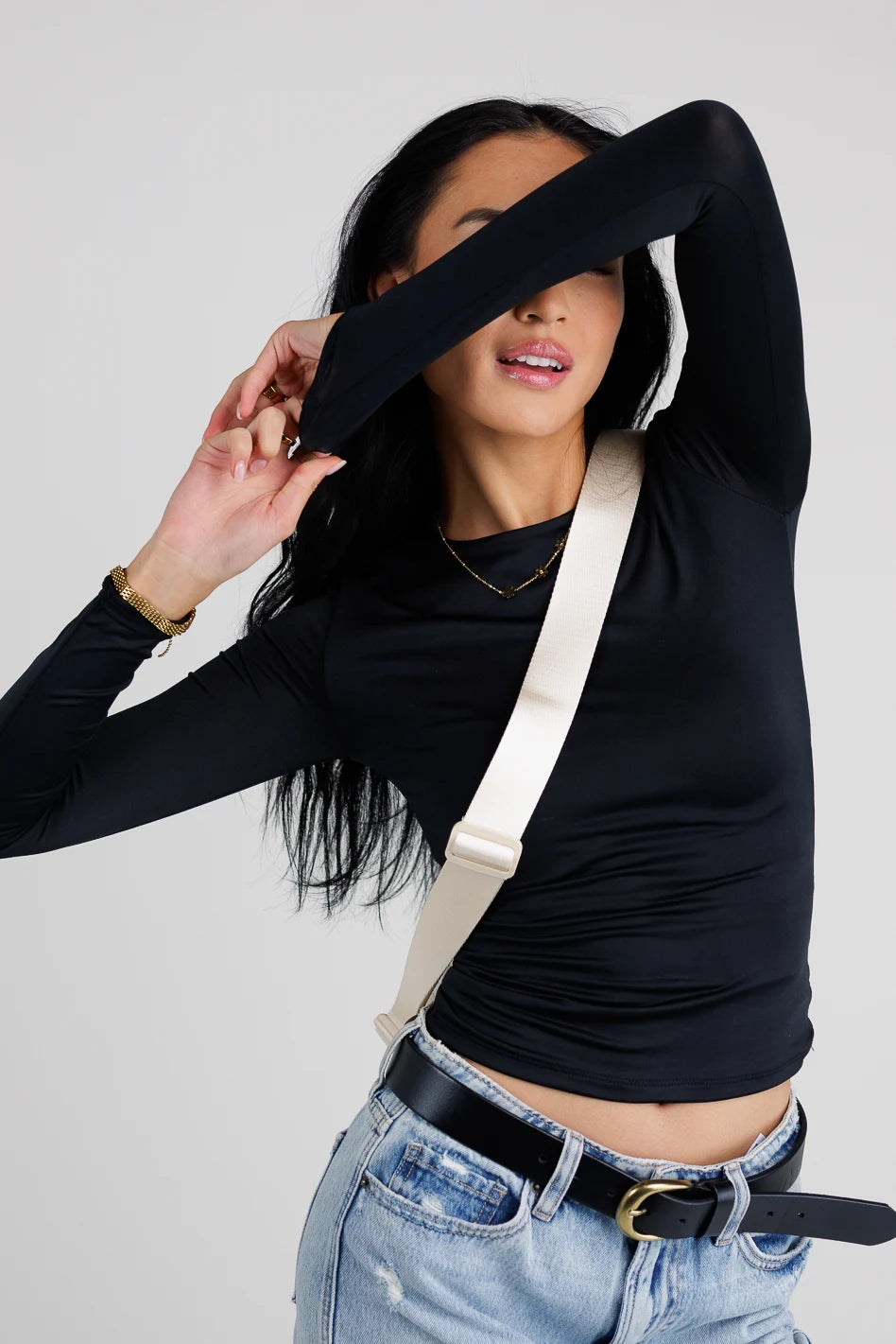 Stylish Black Long Sleeve Fitted Knit Top for Women | Slim Fit Stretchable Comfortable Winter Wear | Perfect for Office, Casual Outings & Date Nights