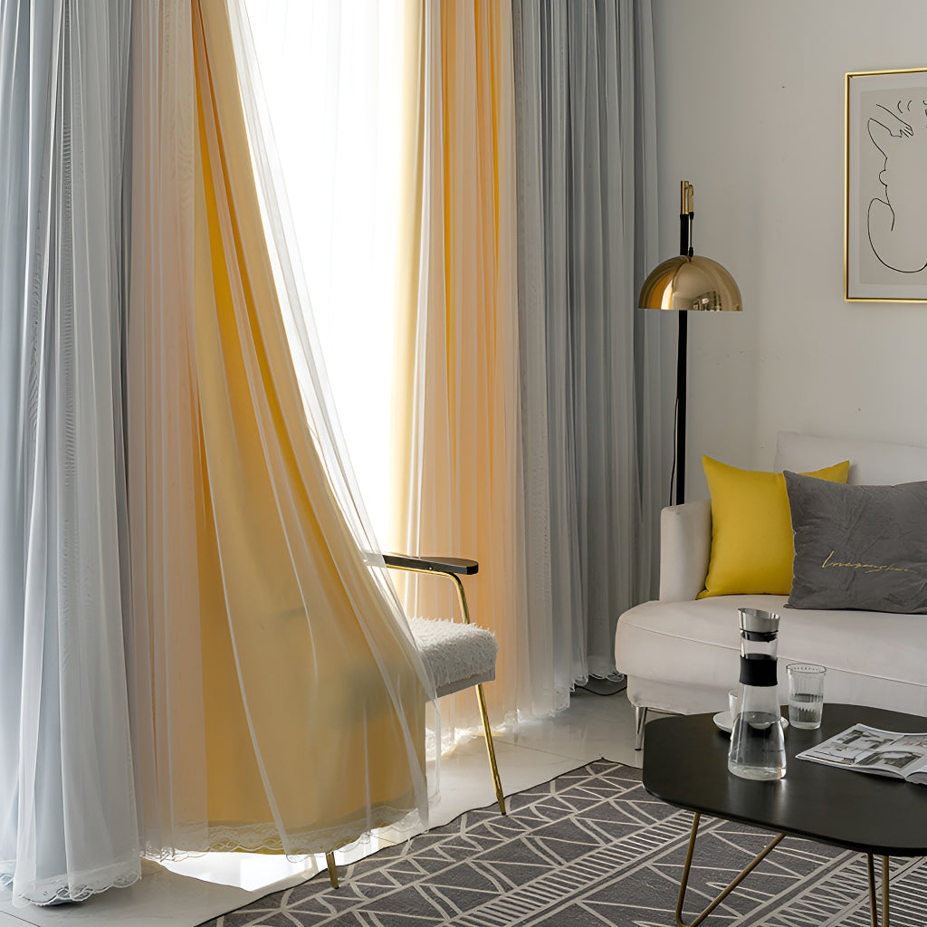 Joslyn Two Layer Color Blocking Soundproof Blackout Custom Curtains for Bedroom & Living Room - Thermal Insulated Noise Reducing Window Drapes for Home & Office