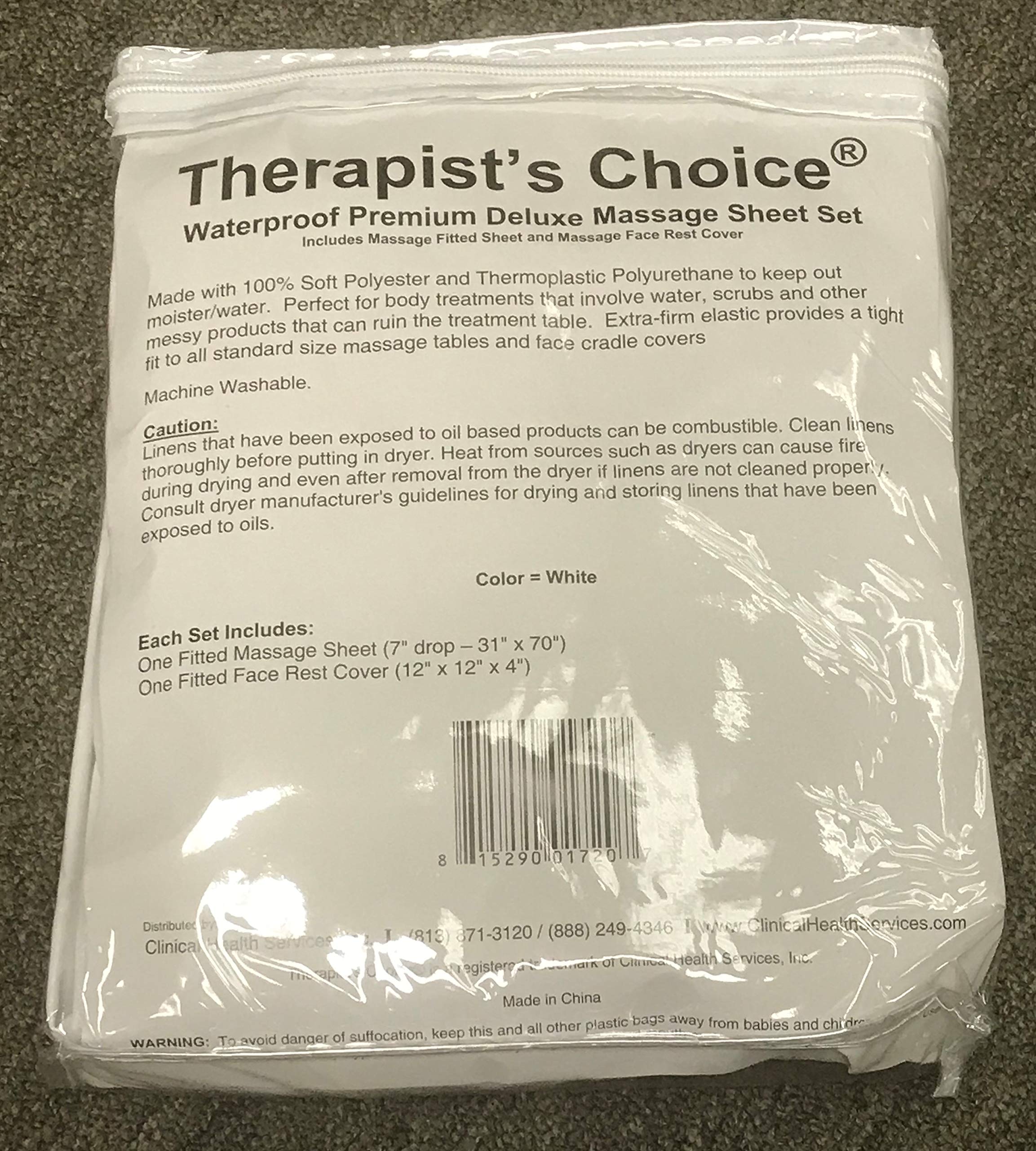 Therapist’s Choice® Waterproof Massage Sheet 2-Piece Set - Machine Washable Fitted Sheet & Face Cover for Massage Tables (White) | Perfect for Spa, Salon & Professional Massage Therapy Sessions