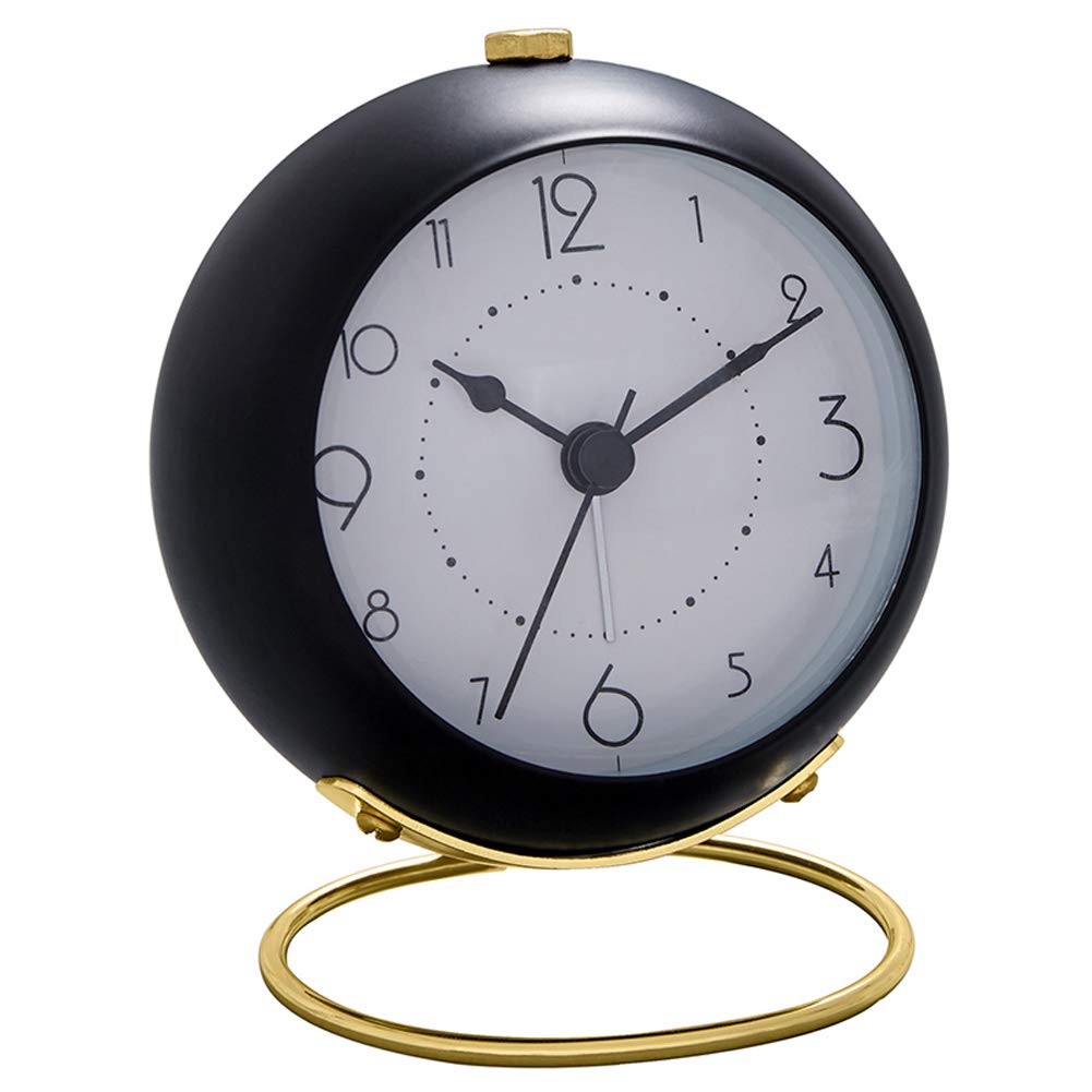 SHISEDECO Small Silent Alarm Clock - Battery Operated LED Backlight Desk Clock with HD Glass, Classic Non-Ticking Astronaut Design for Bedroom, Living Room, Office & Nightstand Decor (Black) | Perfect for Home, Office, Gift & Bedside Use