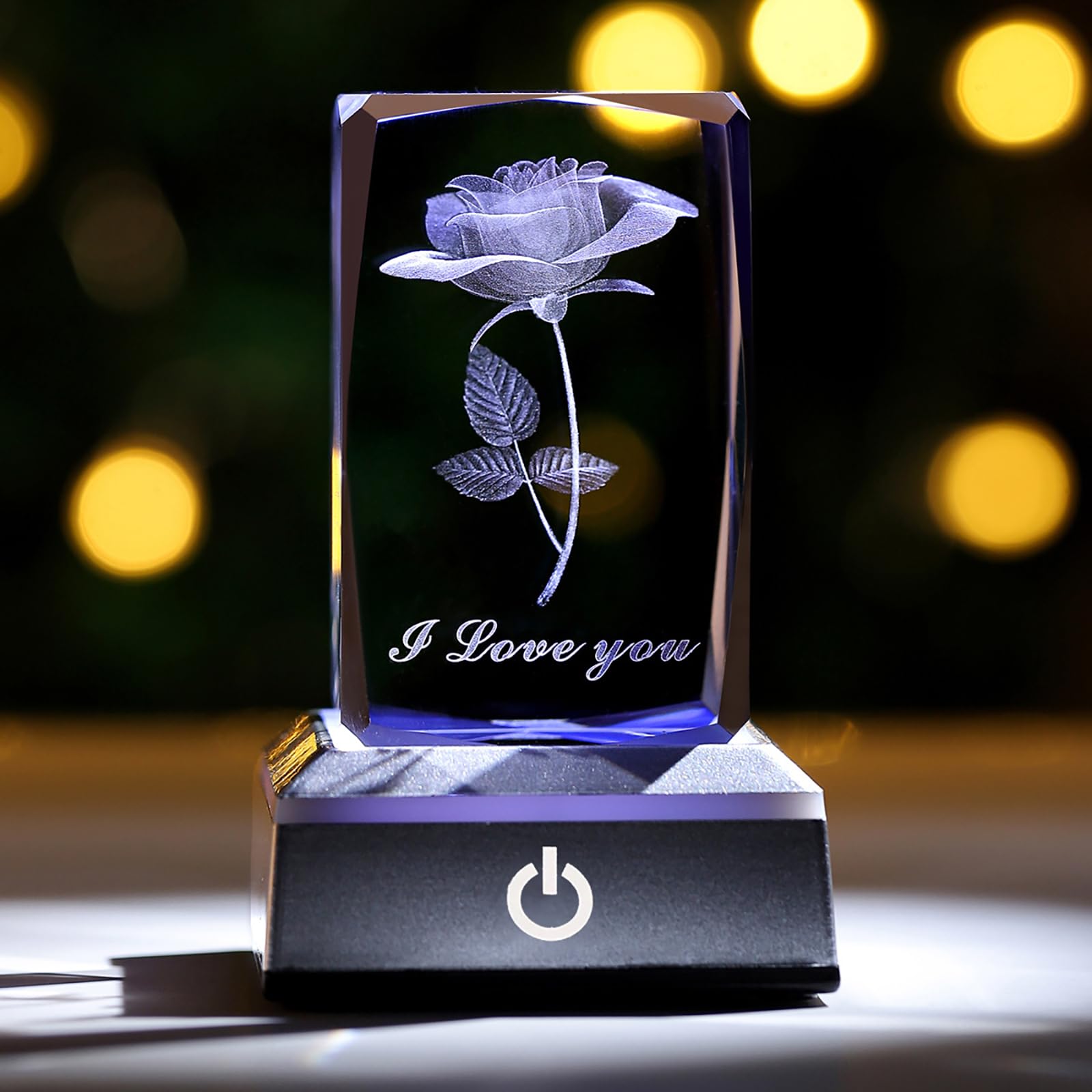 3D Rose Crystal Multicolor Night Light - Romantic 