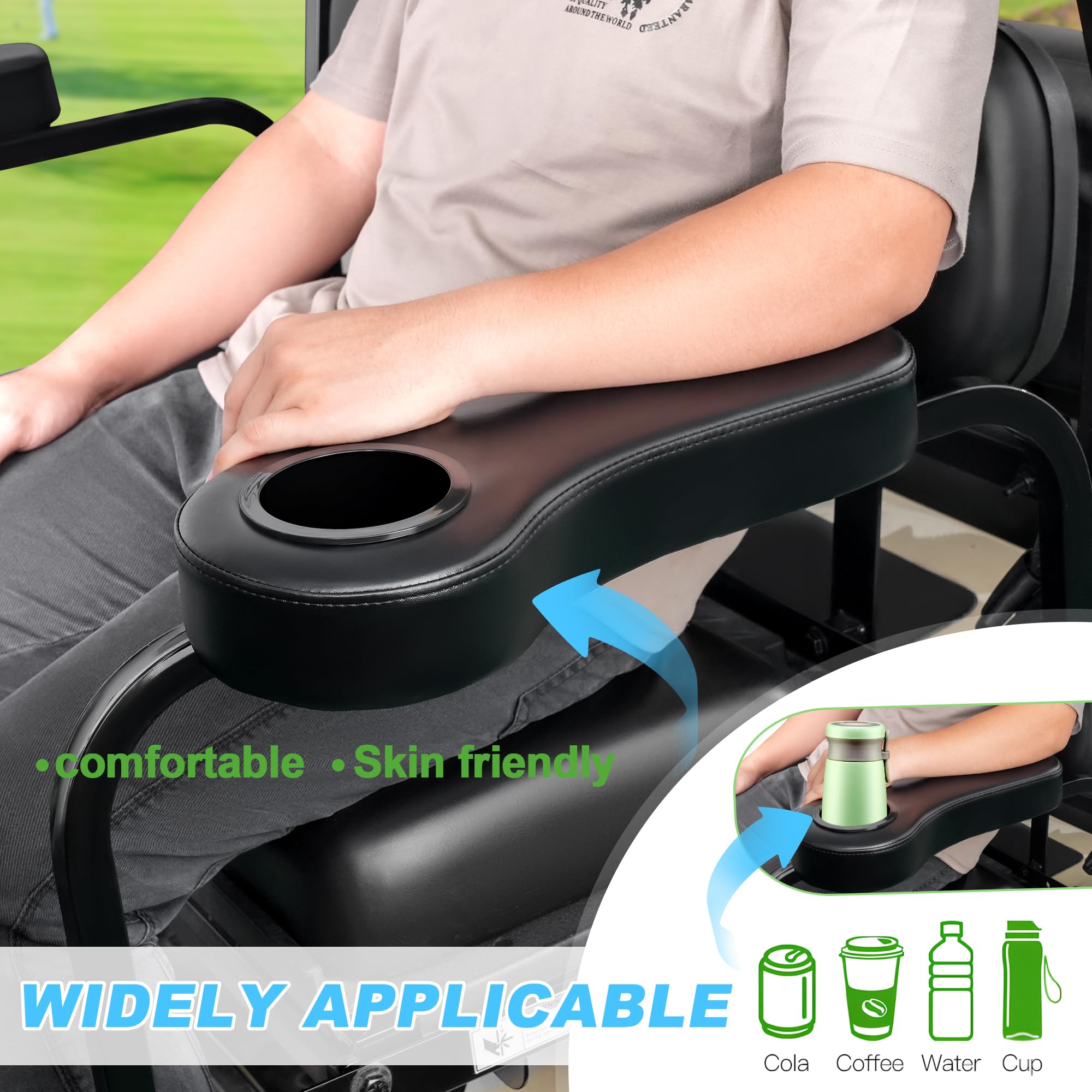 10L0L Golf Cart Rear Seat Kit with Arm Rest & Cup Holder - Fits Yamaha EZGO Club Car - UV-Proof Coating & No Drilling Installation - Durable Upgrade for Golf Carts & Utility Vehicles - Perfect for Golf Courses, Camping & Neighborhood Cruising