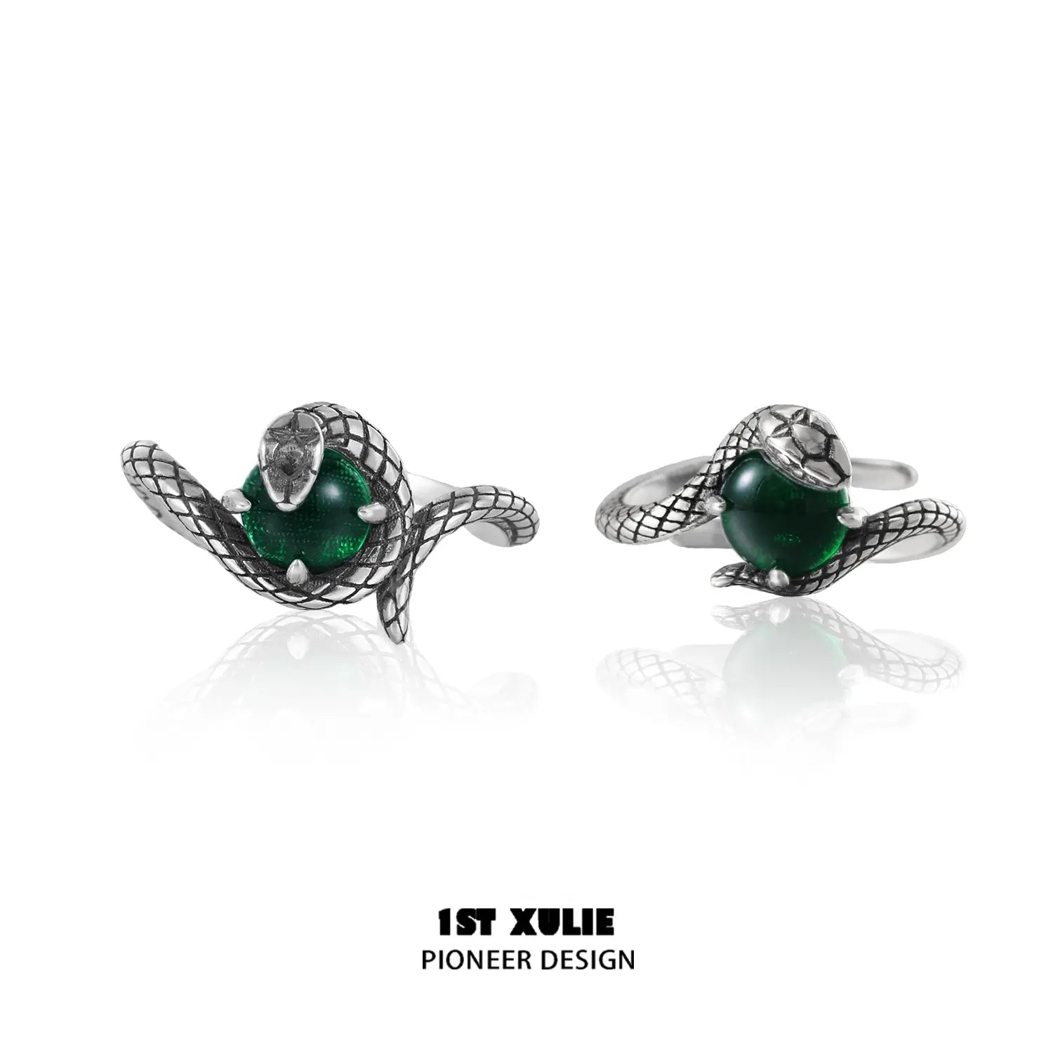 S925 Sterling Silver Snake Bite Energy Crystal Couple Rings for Men & Women - Perfect for Romantic Gifts, Anniversary, and Spiritual Healing Jewelry