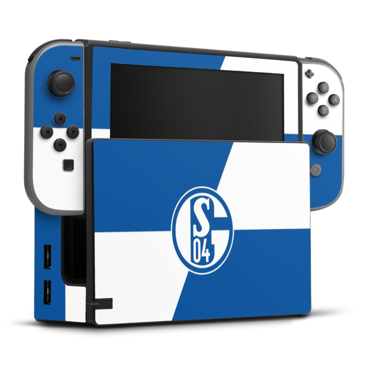 DeinDesign Compatible with Nintendo Switch Skin Sticker - FC Schalke 04 Bundesliga Football Design | Protective Vinyl Decal for Gaming Console Accessories | Perfect for Fans, Collectors & Gamers