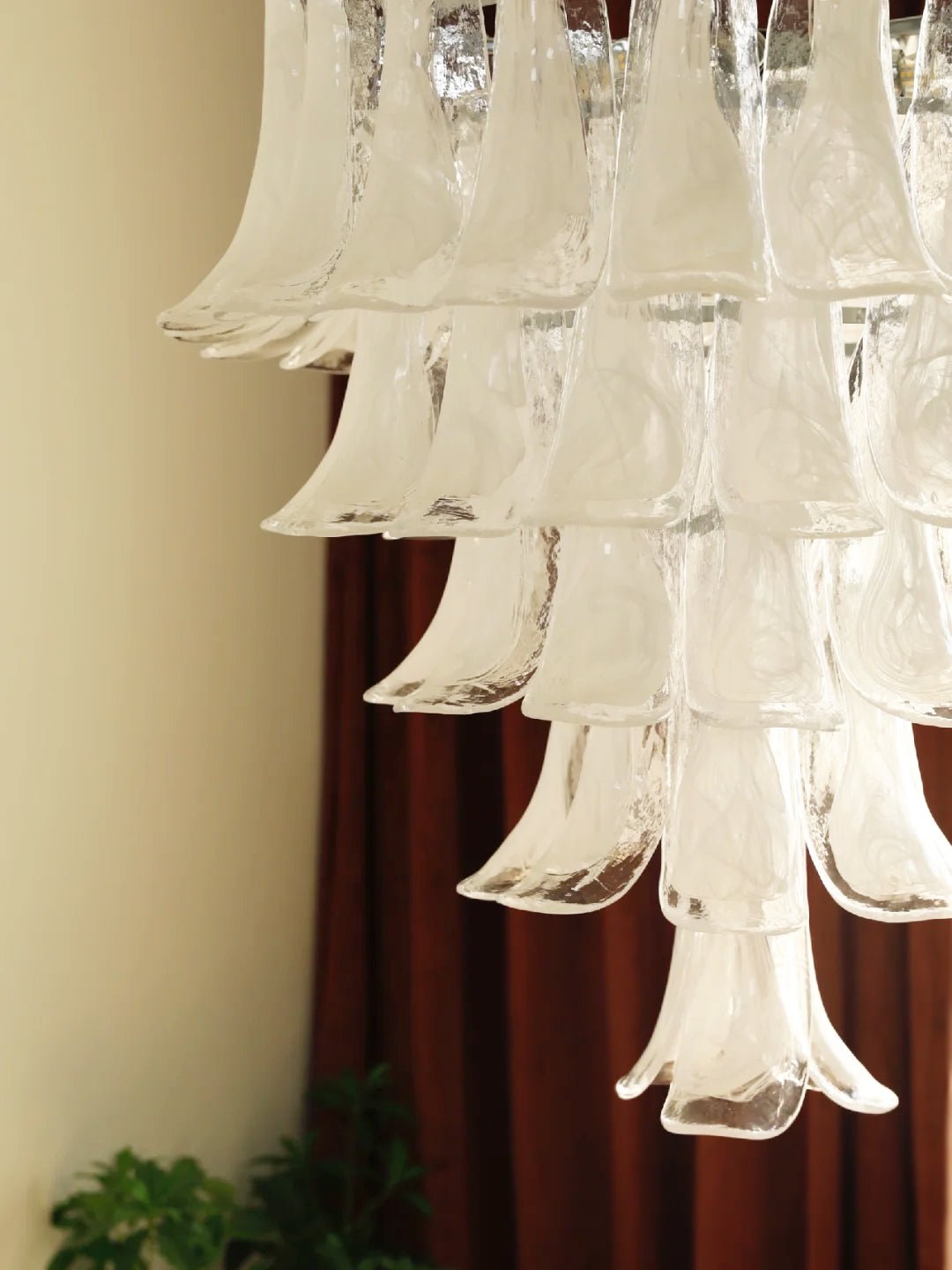 Handcrafted Murano Glass Petals Chandelier - Elegant Venetian Crystal Ceiling Light Fixture for Dining Room, Living Room & Bedroom Decor