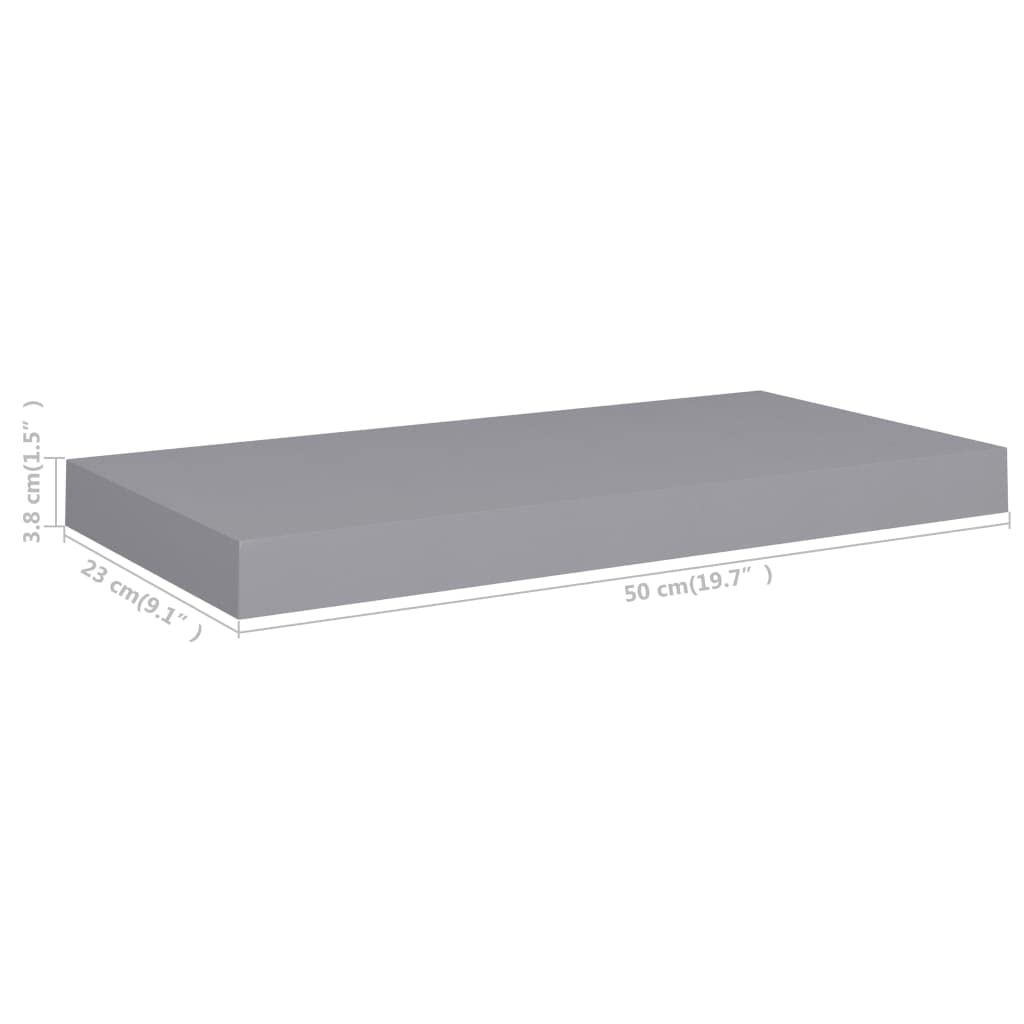 Modern Floating Wall Shelf - Gray Ledge Floating Shelf for Bedroom, Living Room, Kitchen & Office - 19.7