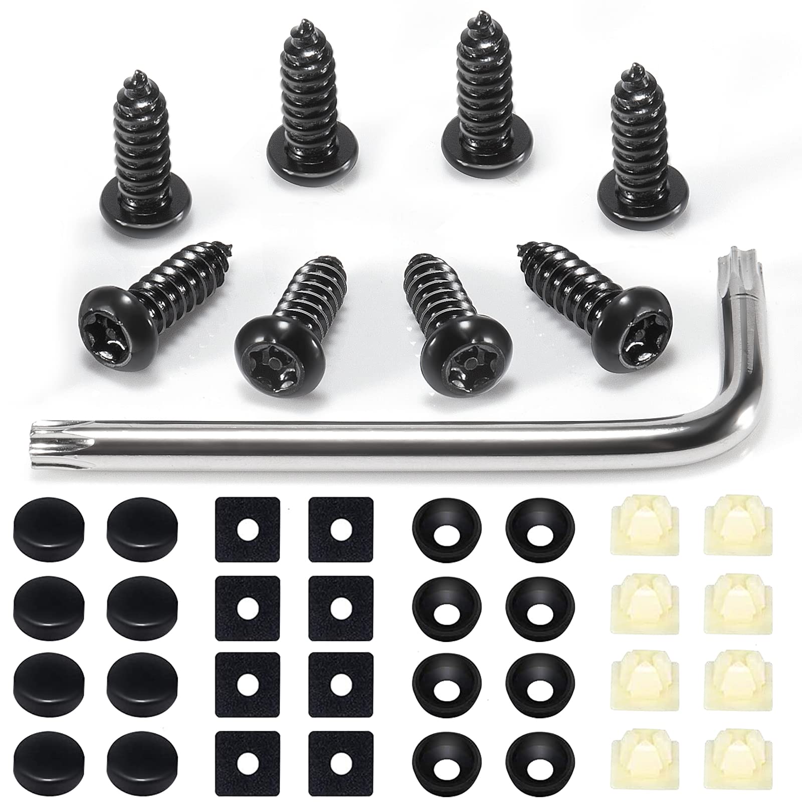 8 Sets Anti-Theft Stainless Steel License Plate Fasteners - Rust Proof & Anti-Rattle Screw Kits for Secure Car Plate Installation (Fits Most Vehicles)