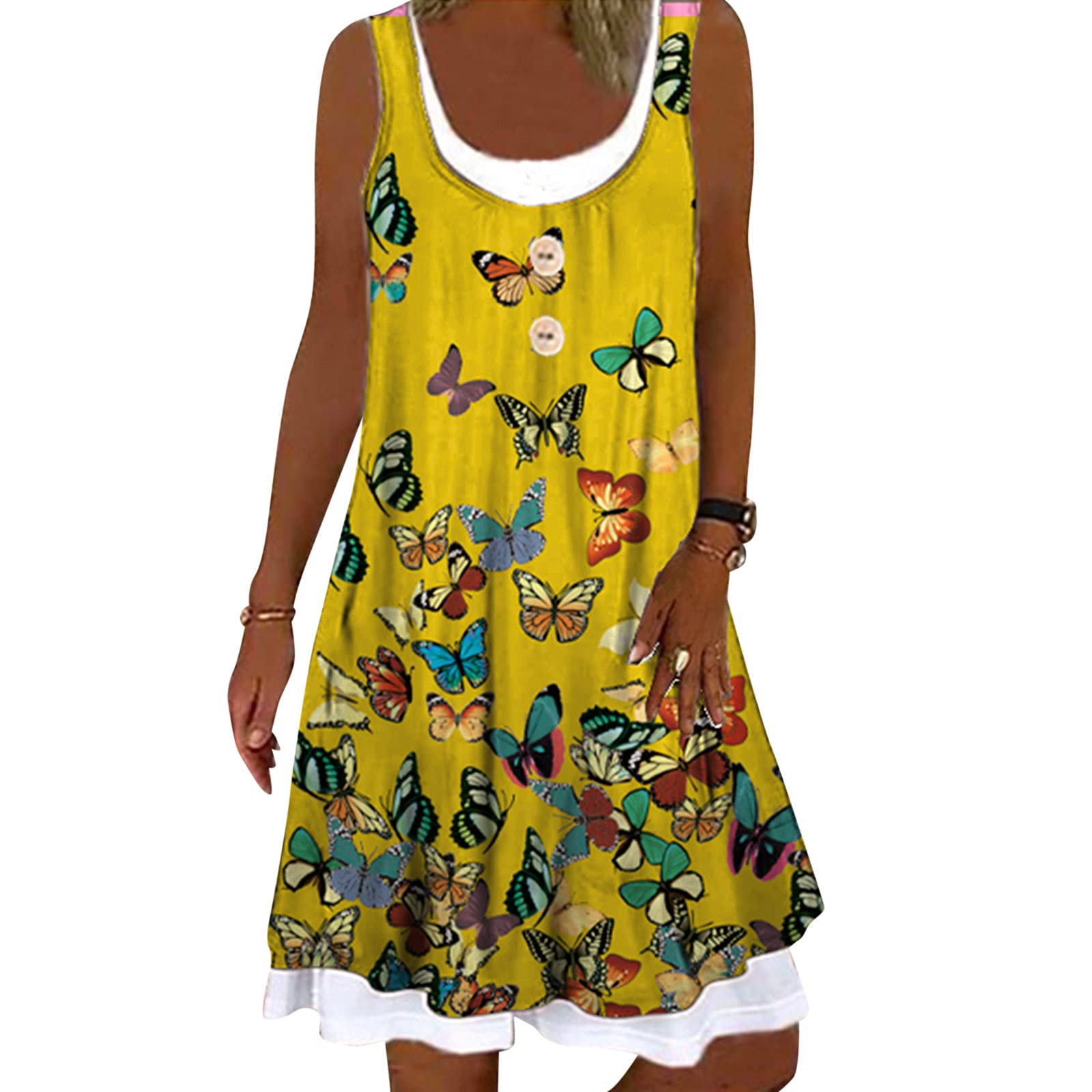Women's Sleeveless Backless Halter Maxi Dress - Tropical Print Flowy T-Shirt Dress for Beach Vacation, Summer Party & Casual Outings