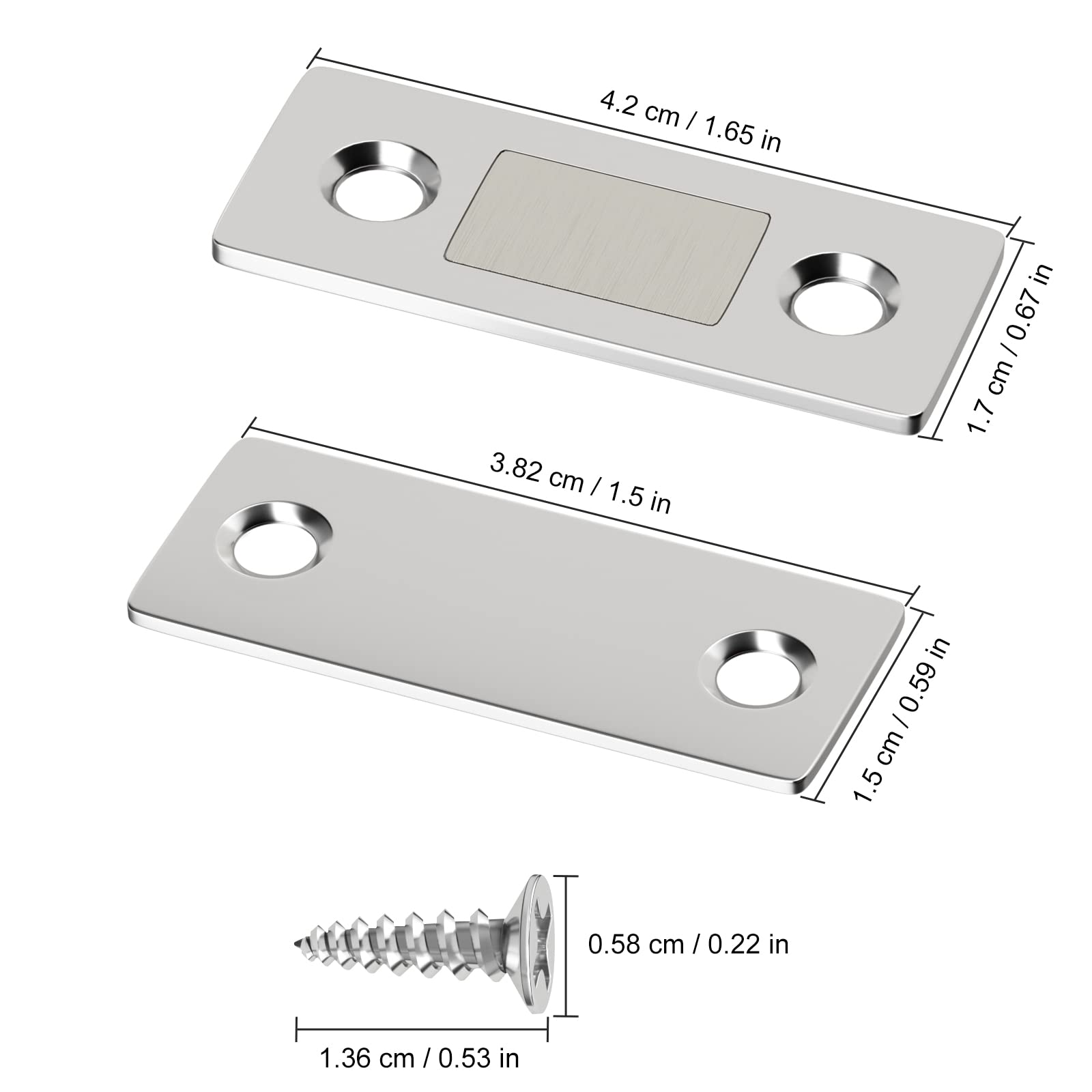 8 Pack Stainless Steel Ultra Thin Magnetic Cabinet Catch - Drawer & Closet Door Latch for Kitchen, Sliding Doors - Strong Magnetic Closure for Secure & Quiet Closing (Ideal for Cabinets, Wardrobes, Furniture)