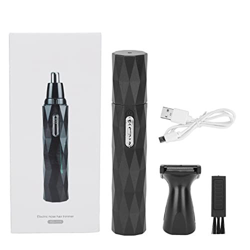 Flexible Nose Hair Trimmer with Suction Function - Electric Nose/Ear Hair & Eyebrow Trimmer for Men - Painless Grooming Kit for Personal Care & Travel (Black)