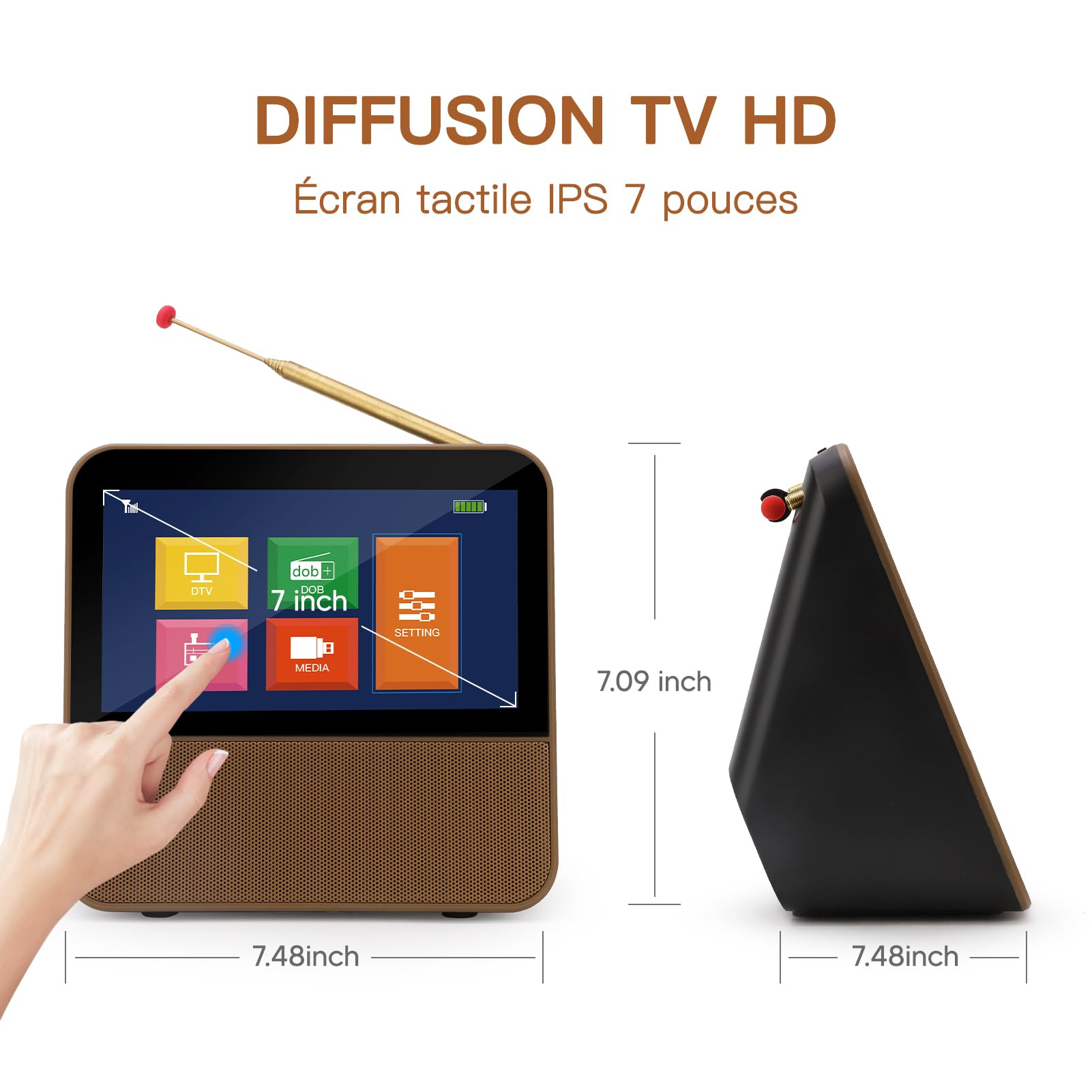 HassoKon DVB-T2 Portable Digital TV with 1080P HD Screen, Telescopic Antenna & Remote Control - Ideal for Caravan, Car, Camping, Kitchen, Bedroom & Travel Entertainment