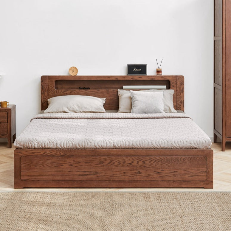 Solid Oak Wood Glow in The Dark Storage Box for Bedroom - Under Bed Organizer with Luminous Lid for Nighttime Visibility & Easy Access