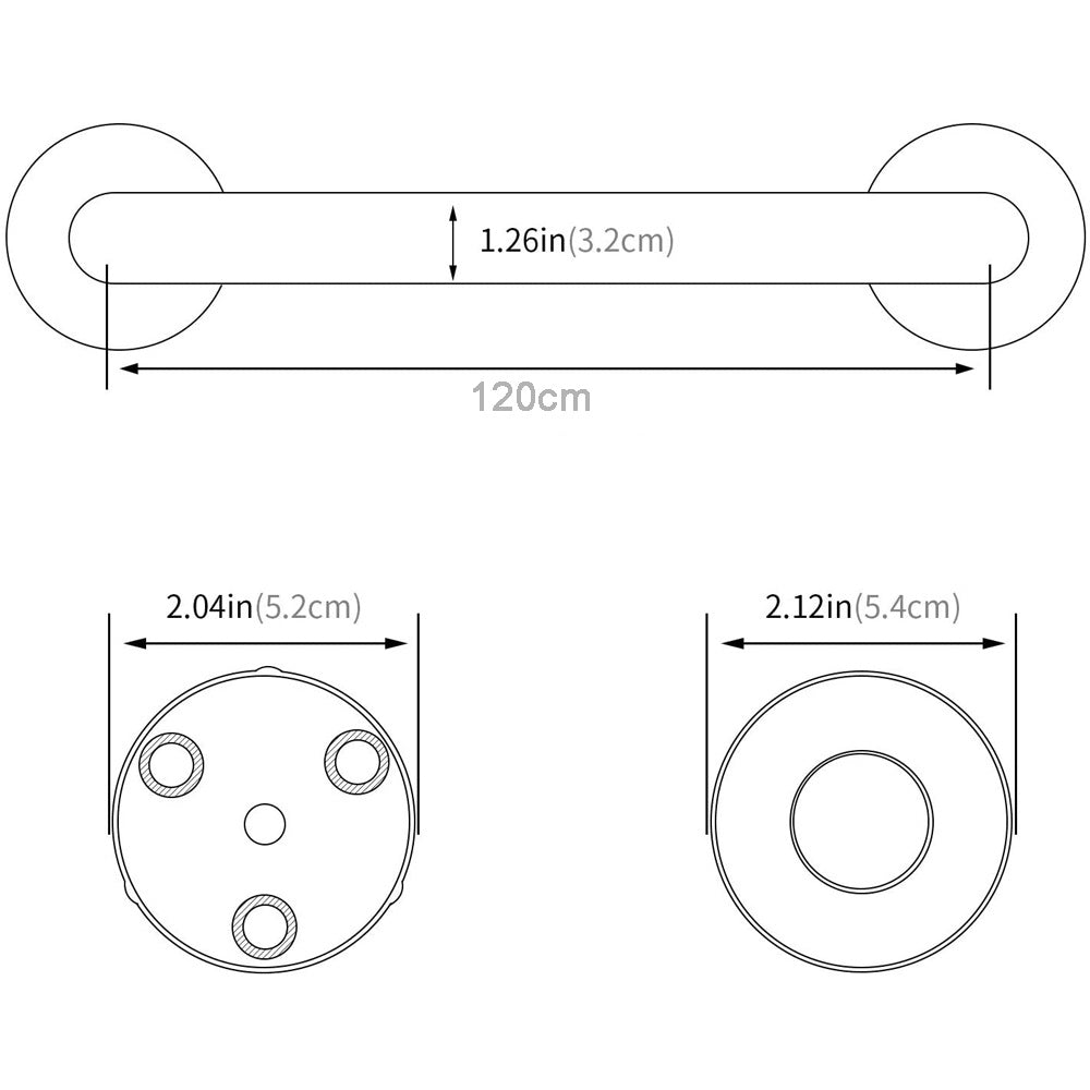 Stainless Steel Grab Bar for Shower & Toilet - 120cm Bathroom Safety Handrail for Elderly & Seniors - Non-Slip Assist Handle for Stairway, Bathtub & Mobility Support
