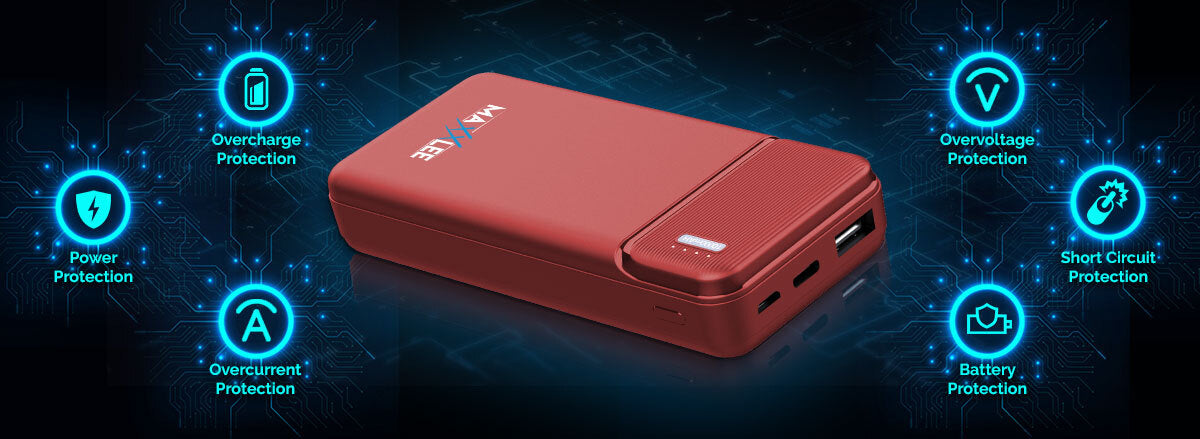 Maxxlee 2-Pack 10000mAh Ultra Slim Portable Charger - Fast USB Power Bank for iPhone, Android, iPad - Perfect for Travel, Camping & Emergency Backup