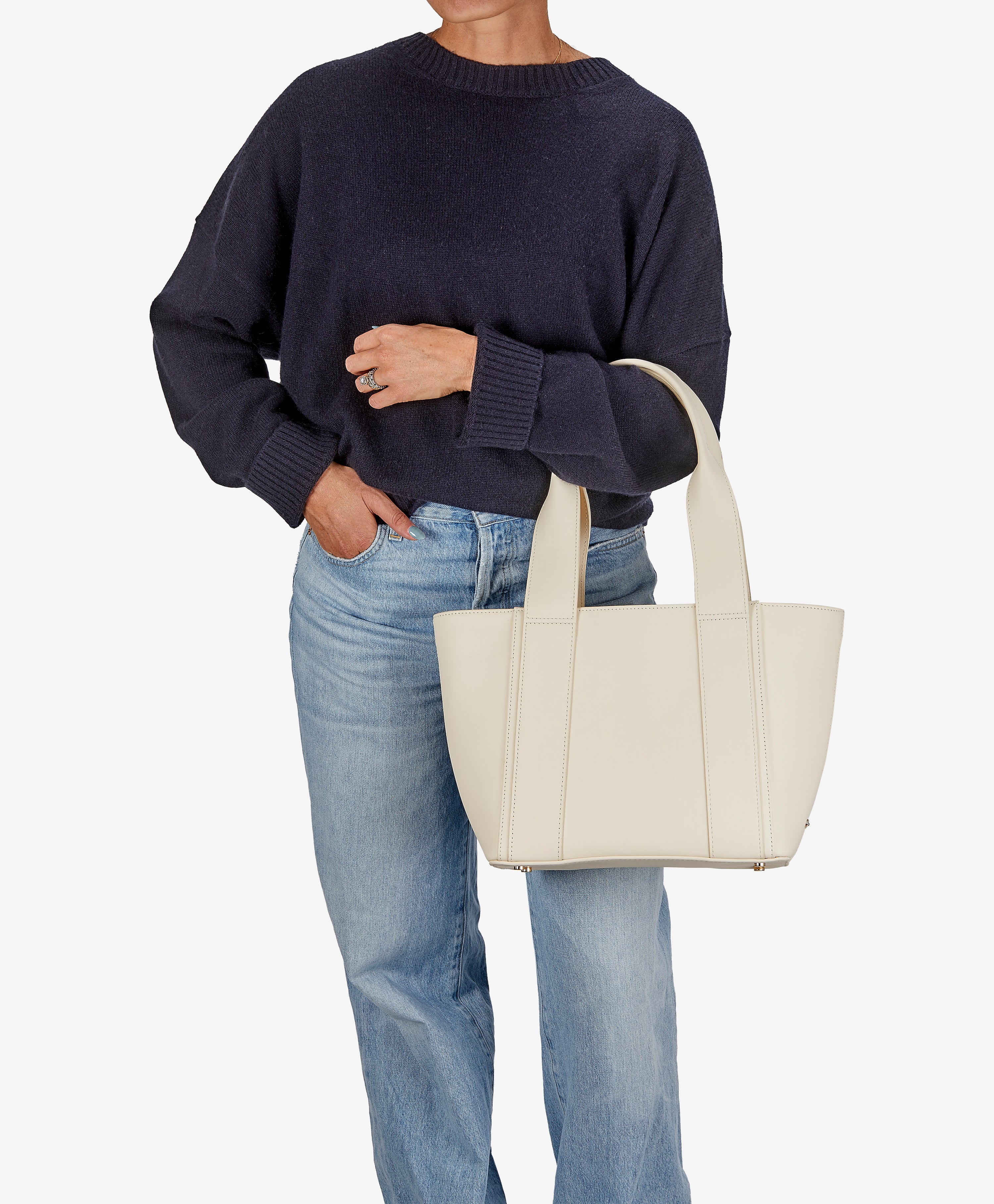 Bailey Tote Bag in Ivory - Premium European Calfskin Leather Handbag for Women - Perfect for Work, Travel & Everyday Use