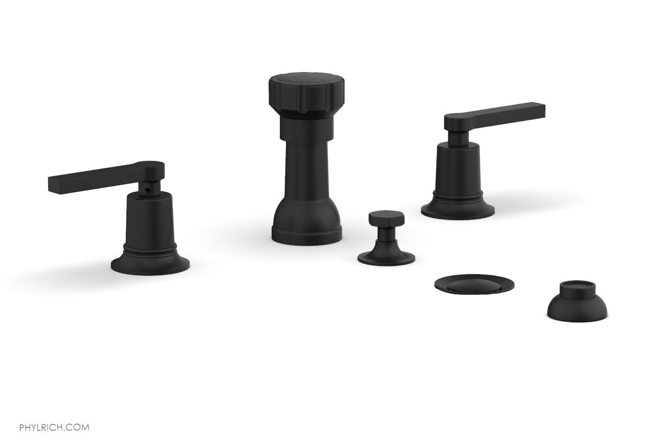 HEX MODERN 4-Hole Bidet Faucet Set with Lever Handles - Matte Black Finish - Model 501-61 - Perfect for Bathroom Renovation & Modern Toilet Upgrades