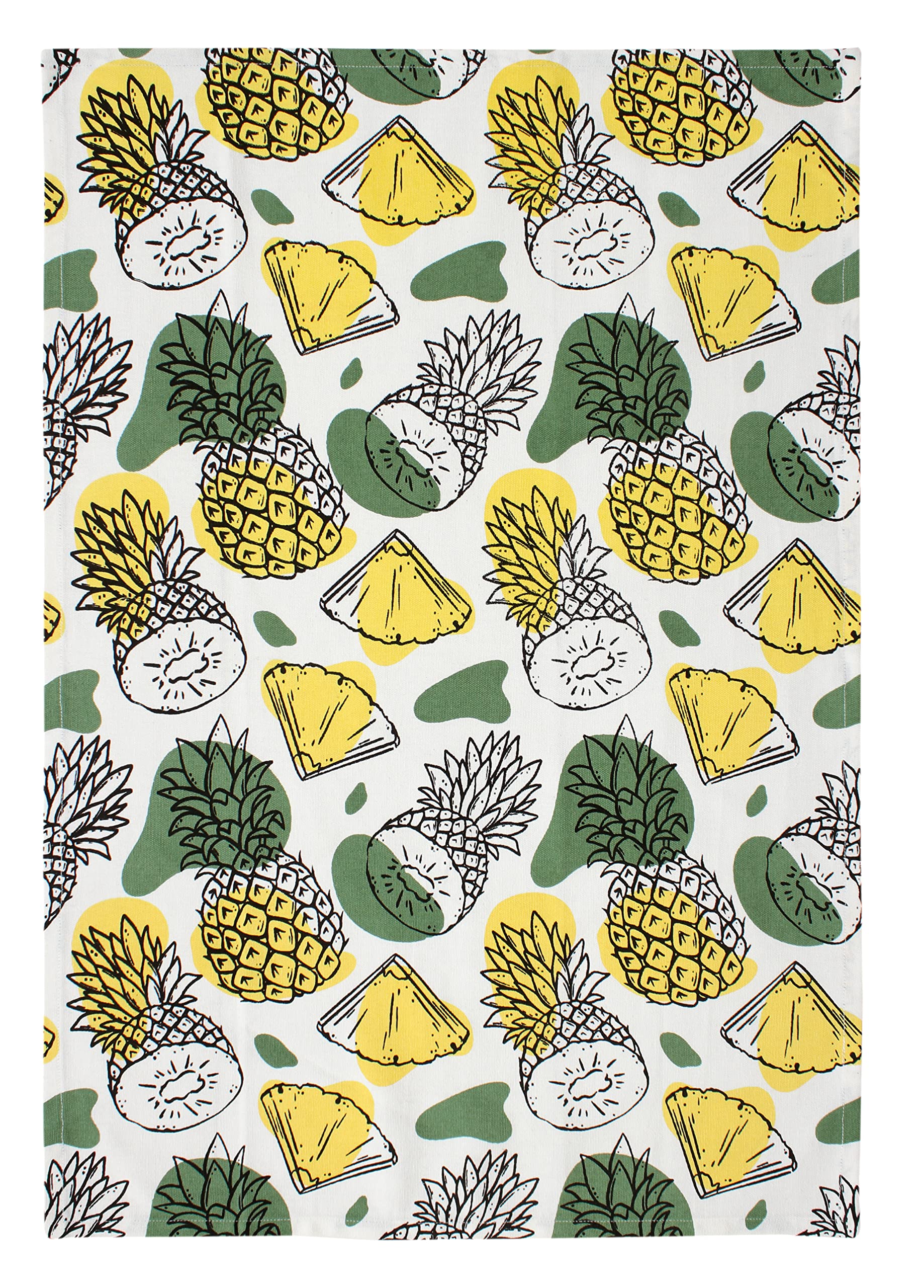 ACCENTHOME 4-Pack Super Absorbent Kitchen Towels, 50x70cm - Durable, Quick-Drying Dish Towels with Stripe & Check Pattern, Pineapple Slices Print - Perfect for Cooking, Cleaning, Drying Dishes & Home Decor