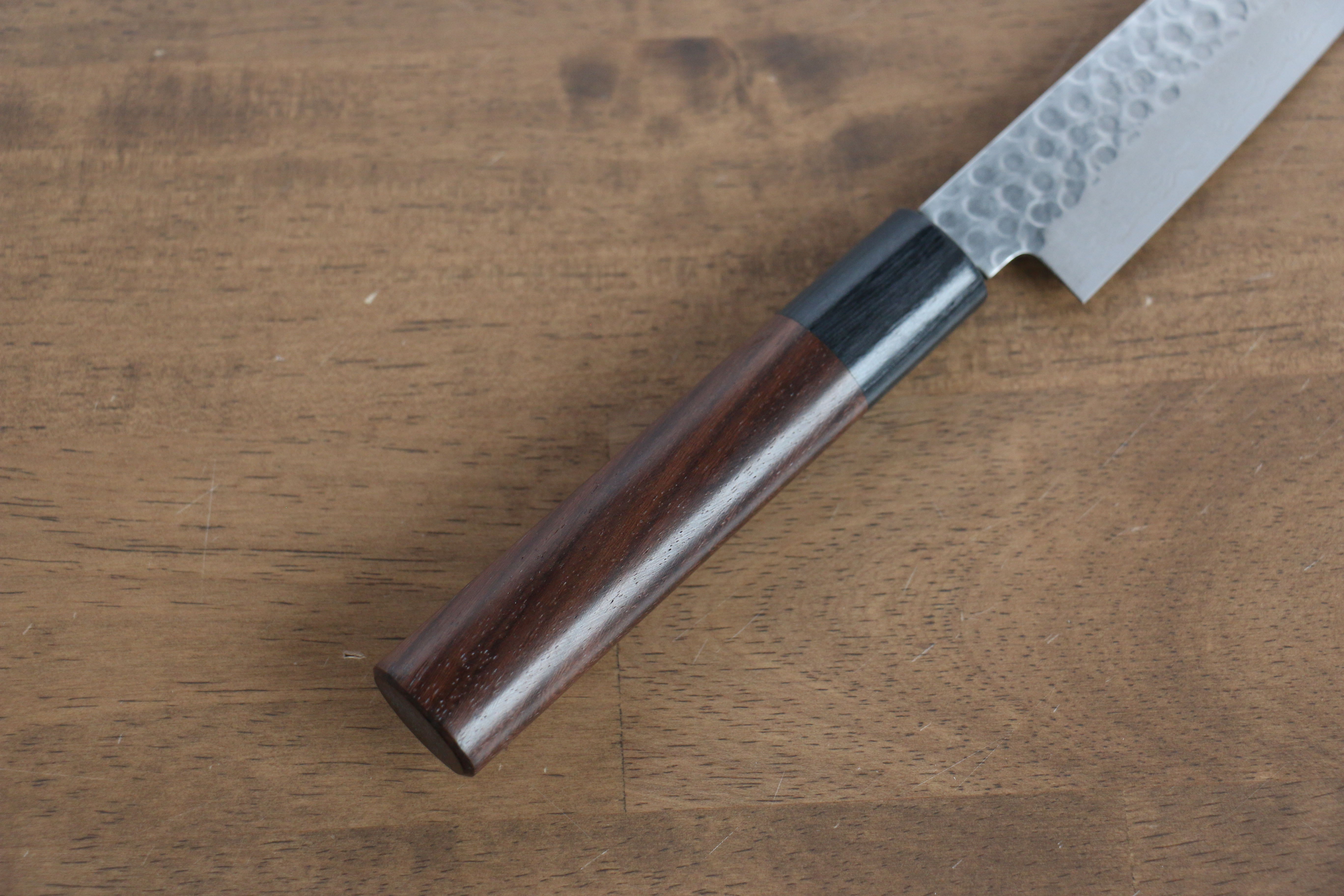 Premium Seisuke VG10 16-Layer Hammered Damascus Petty Utility Knife - 150mm Shitan Handle - Perfect for Slicing Fruits, Vegetables & Precision Kitchen Tasks