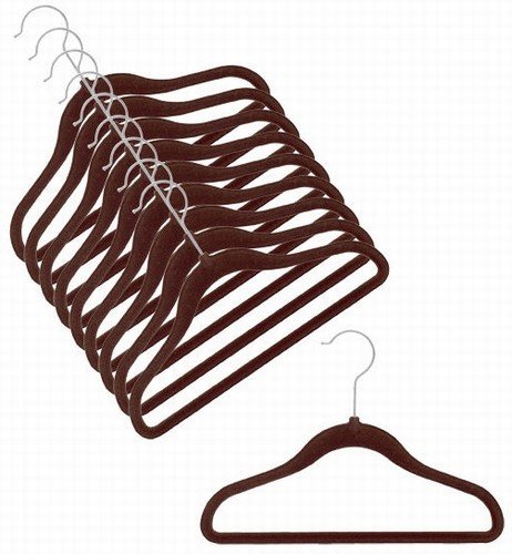 Ultra-Slim Velvet Children's Shirt & Pant Hangers - 100-Piece Set (Brown) - Space-Saving Closet Organizer for Kids' Wardrobe & Travel