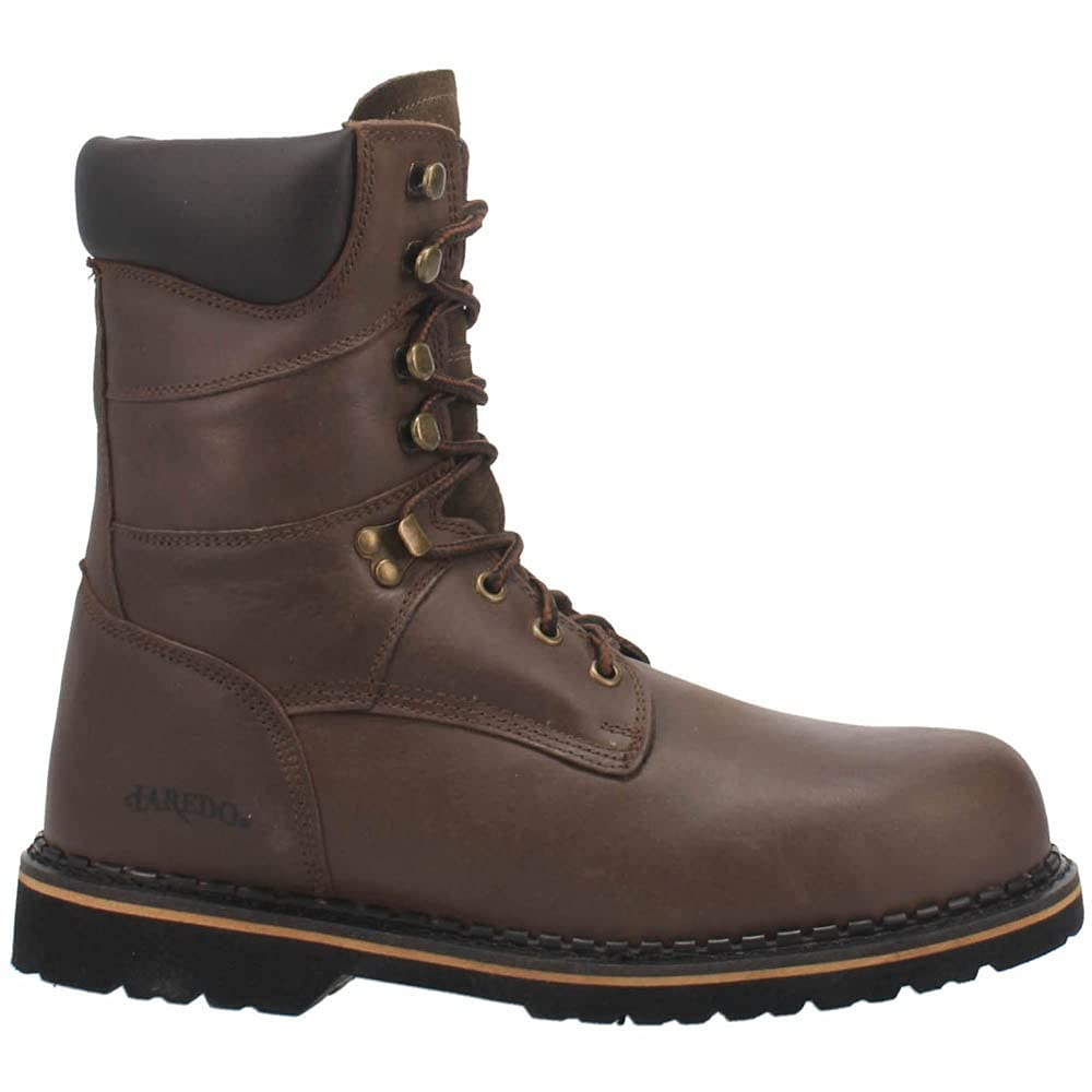 Laredo Men's 8-Inch Steel Toe Work Boots - Electrical Hazard Safety Shoes, Brown Leather for Construction & Outdoor Work | Durable & Comfortable for Job Sites, Hiking & Casual Wear