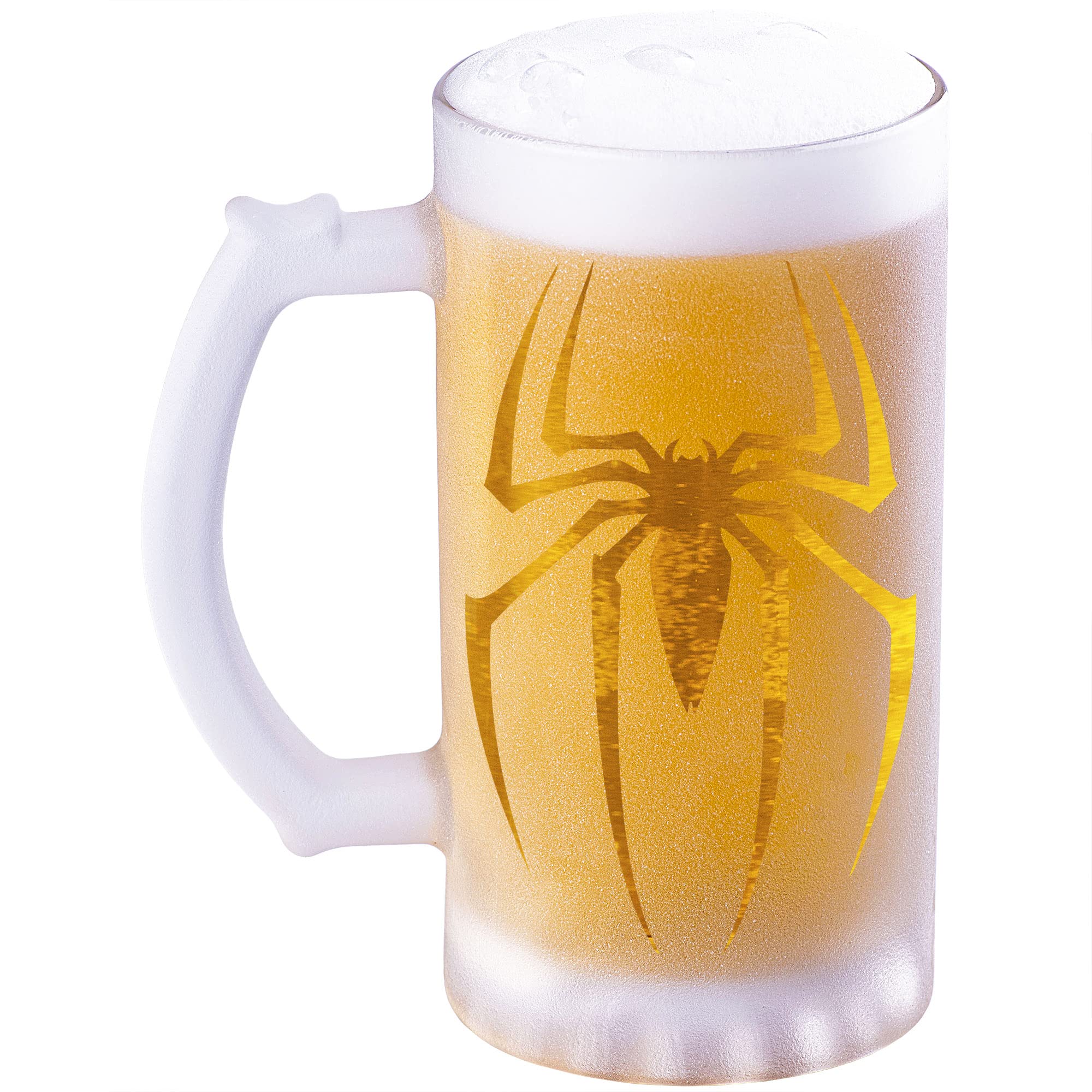 Superhero Sandblasted Glass Beer Stein - Personalized Comic Book Beer Mug for Men, Unique Gamer & Geek Gifts, Customizable Groomsmen Present - Perfect for Birthday, Father's Day, Bachelor Party & Comic-Themed Events