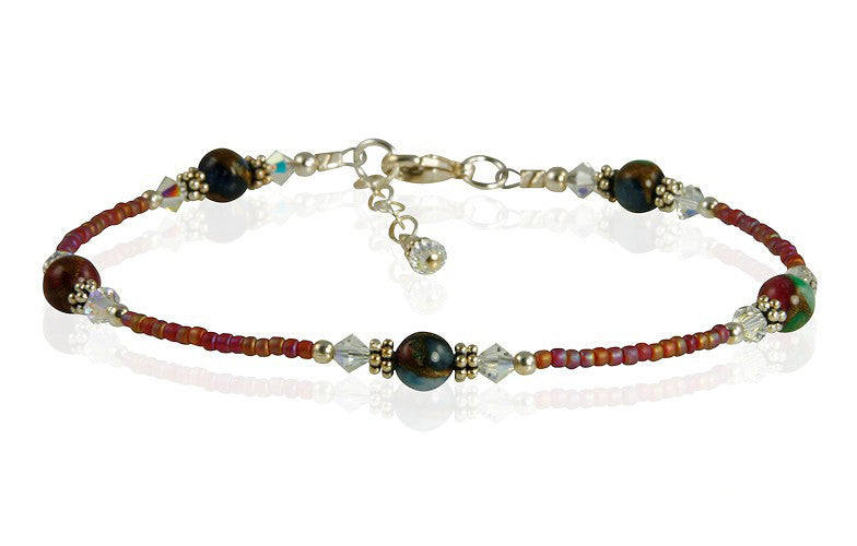 Custom Blue Ocean Quartz Pyrite Beaded Anklet - Handmade Adjustable Ankle Bracelet for Women, Boho Beach Jewelry Gift for Summer Vacation & Festival Wear